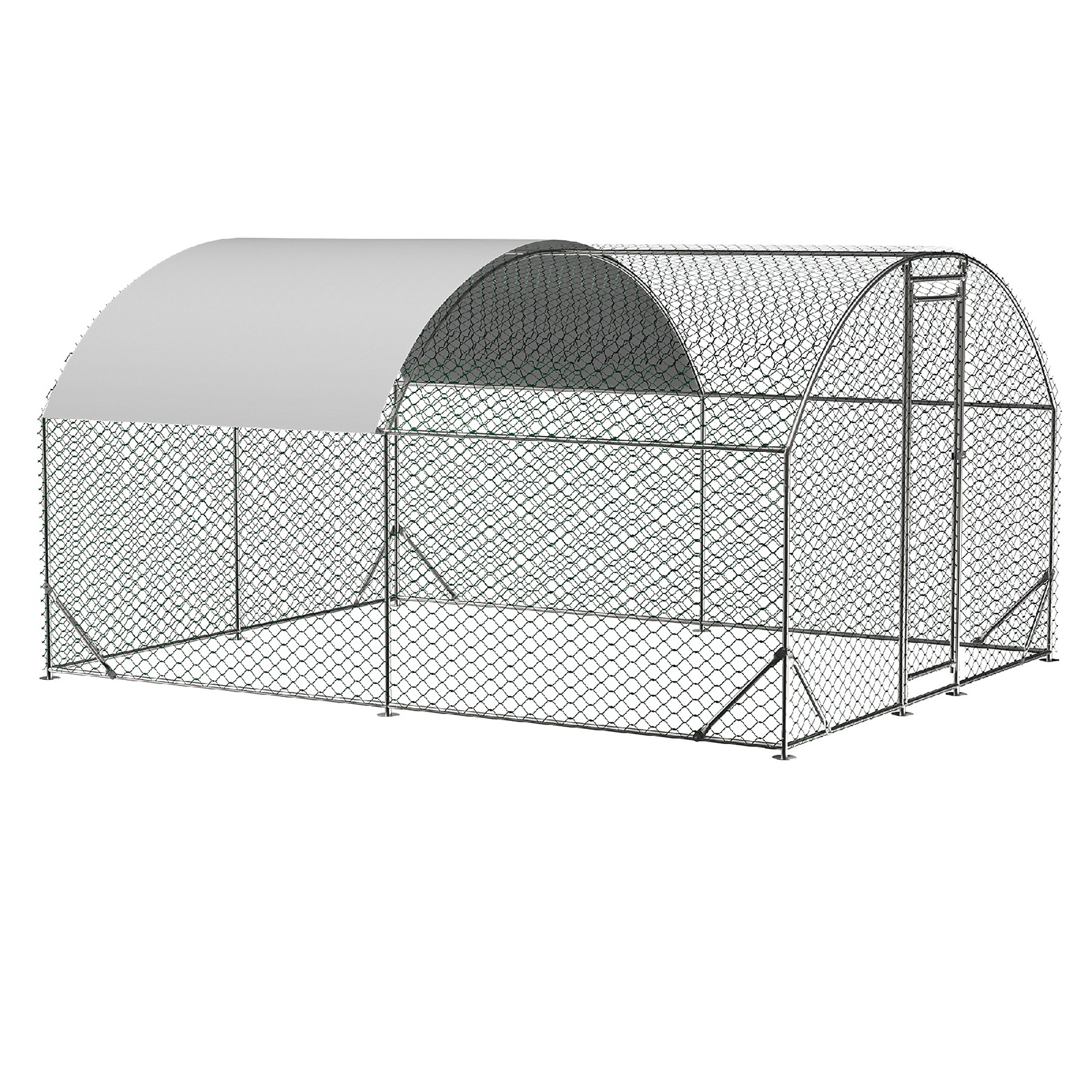 BlackTeck Galvanized Wire Chicken Coop — 9.84ft. x 13.12ft. x 6.56ft., Waterproof Cover, Dome Shaped, Walk-In Cage Hen House, Model# N2-194437