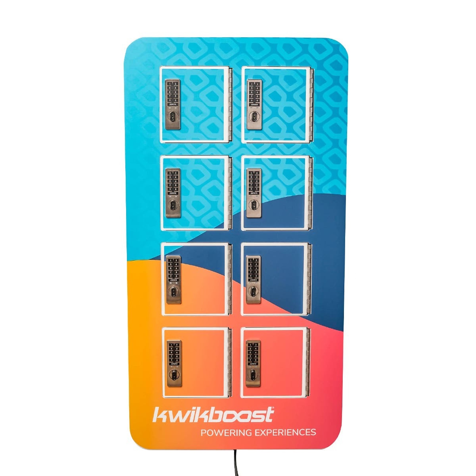 Luxor KwikBoost 8-Bay Phone Charging Locker — Custom Graphics, Braided Charging Cables, Model# KB93308