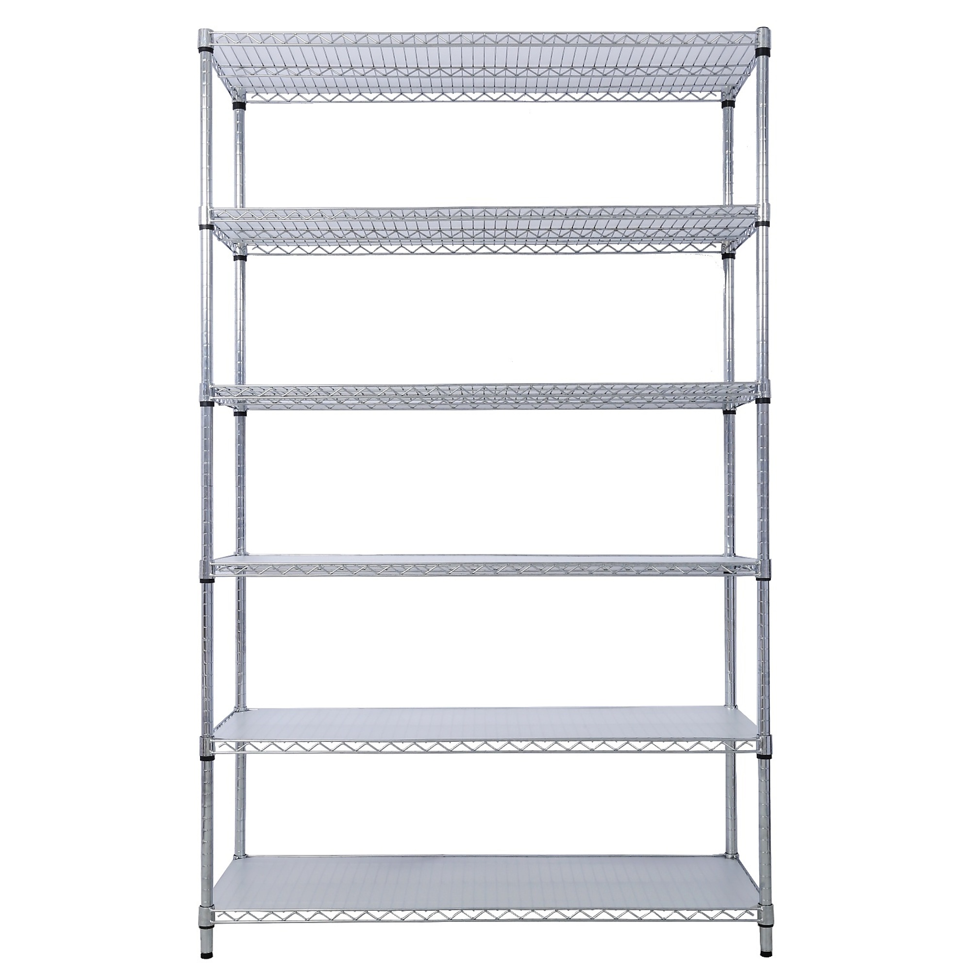 BlackTeck Heavy-Duty Metal Storage Rack — 48in. x 20in. x 84in., 6-Tier, 6000-Lb. Capacity, Wheels, Shelf Liners, Chrome, Model# N2-142123