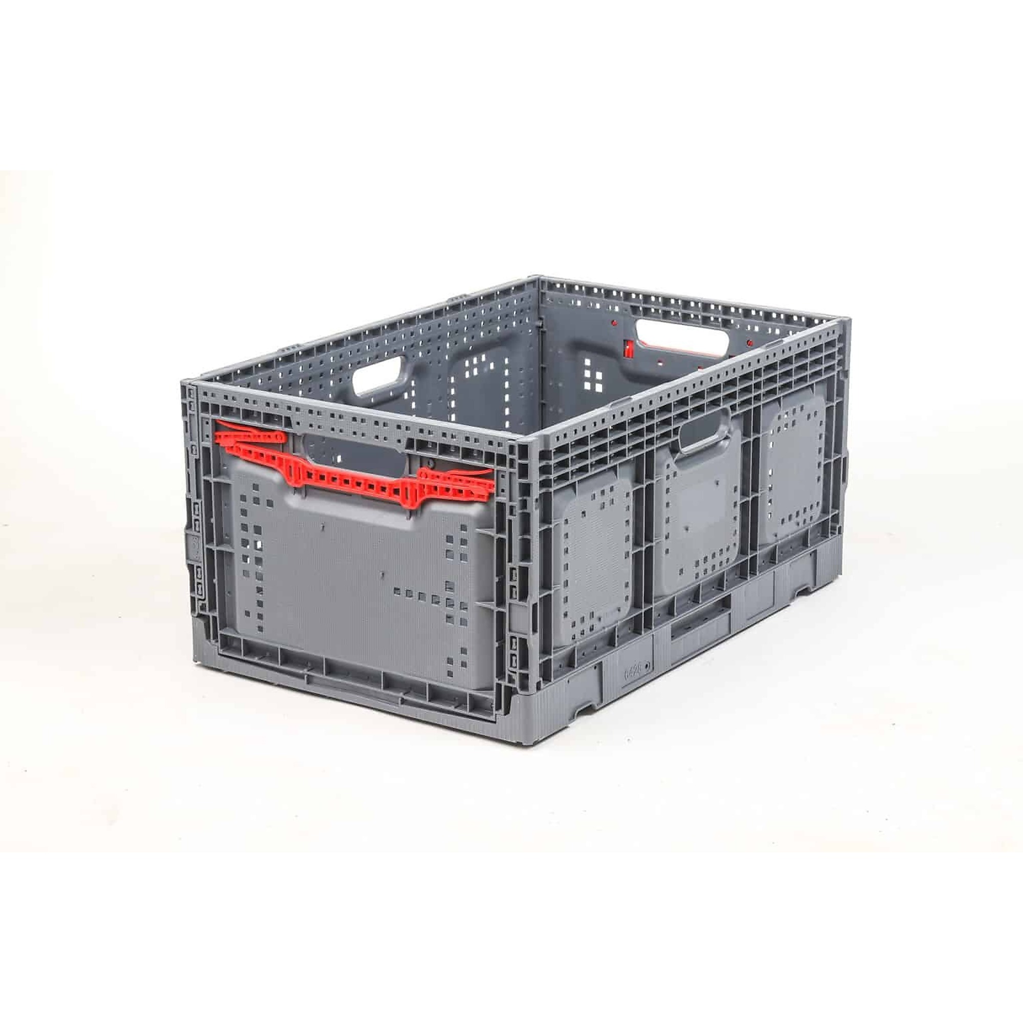 Plasgad Foldable Crate 24 x 16 x 11 Grey with Red Locks