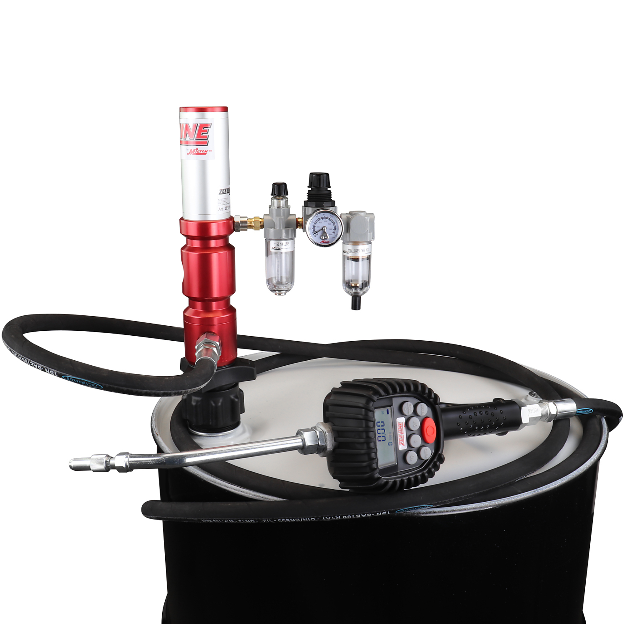 Zee Line Premium Series Pump Kit — 3:1 Ratio, 16 Gal., 6.6 GPM, 1/2in. x 16ft. Hose, Preset Metered Oil Control Valve, Pneumatic, Model# ZE1700PK-16-300