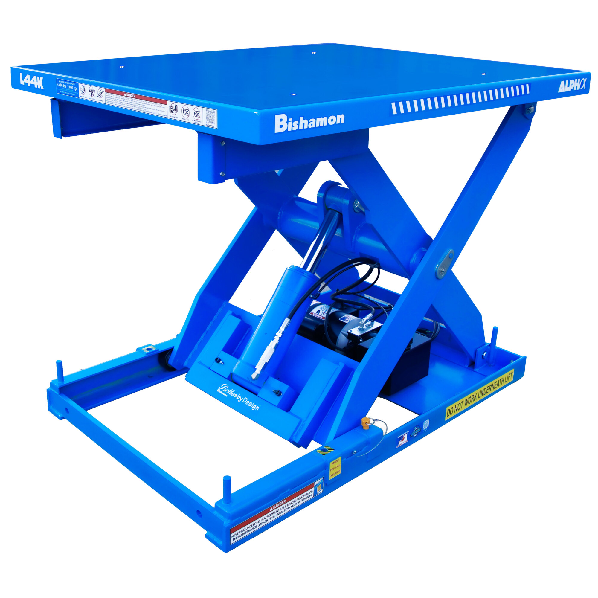 Bishamon Alpha Lift Table — 4,400-Lb. Capacity, 40in. x 52in. Top, 115V Motor, Foot Control, Model# L44K-4052-115-F