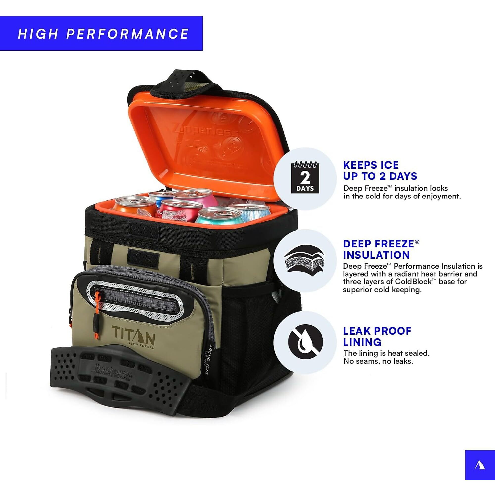 Titan 9 Can Zipperless HardBody Cooler , MOSS, Model #10003263
