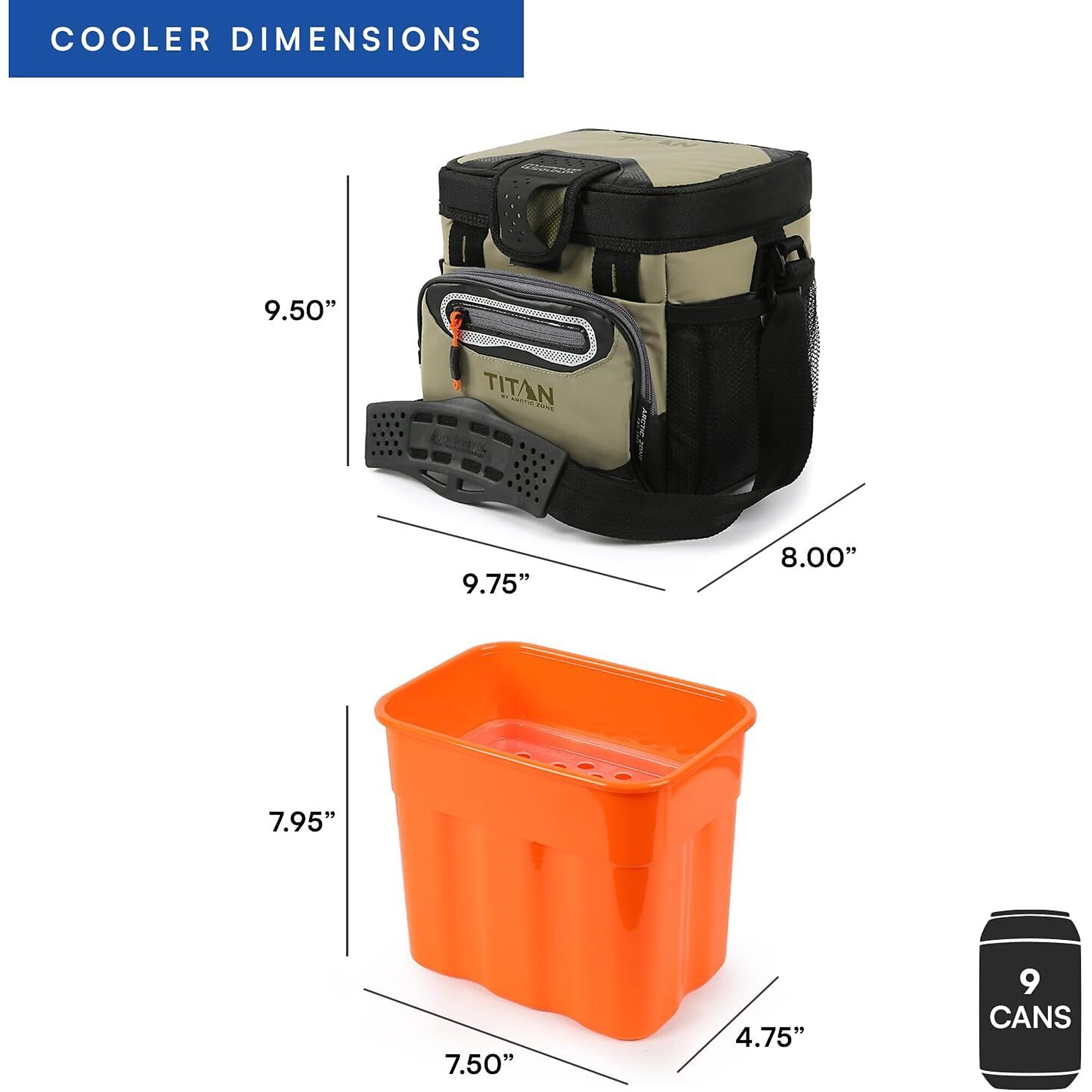Titan 9 Can Zipperless HardBody Cooler , MOSS, Model #10003263