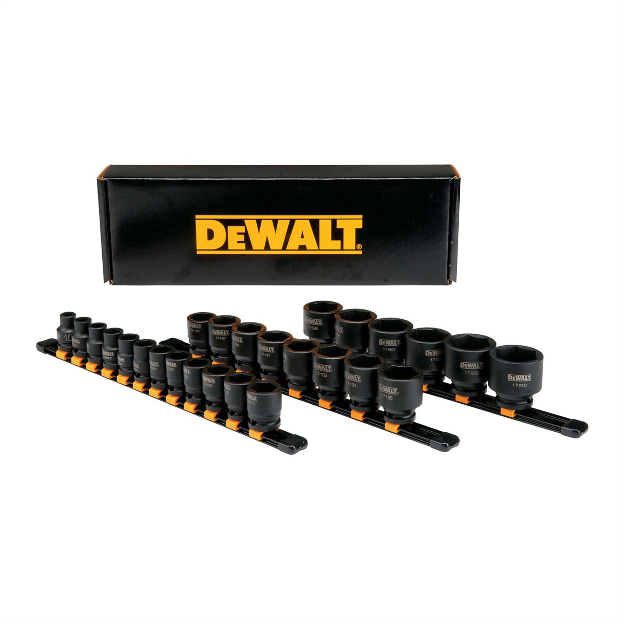 DEWALT 26-Piece 1/2in. Drive Metric Impact Socket Set — 6-Point, CR-440 Steel, Black Oxide, Model# DWTDWMT19243