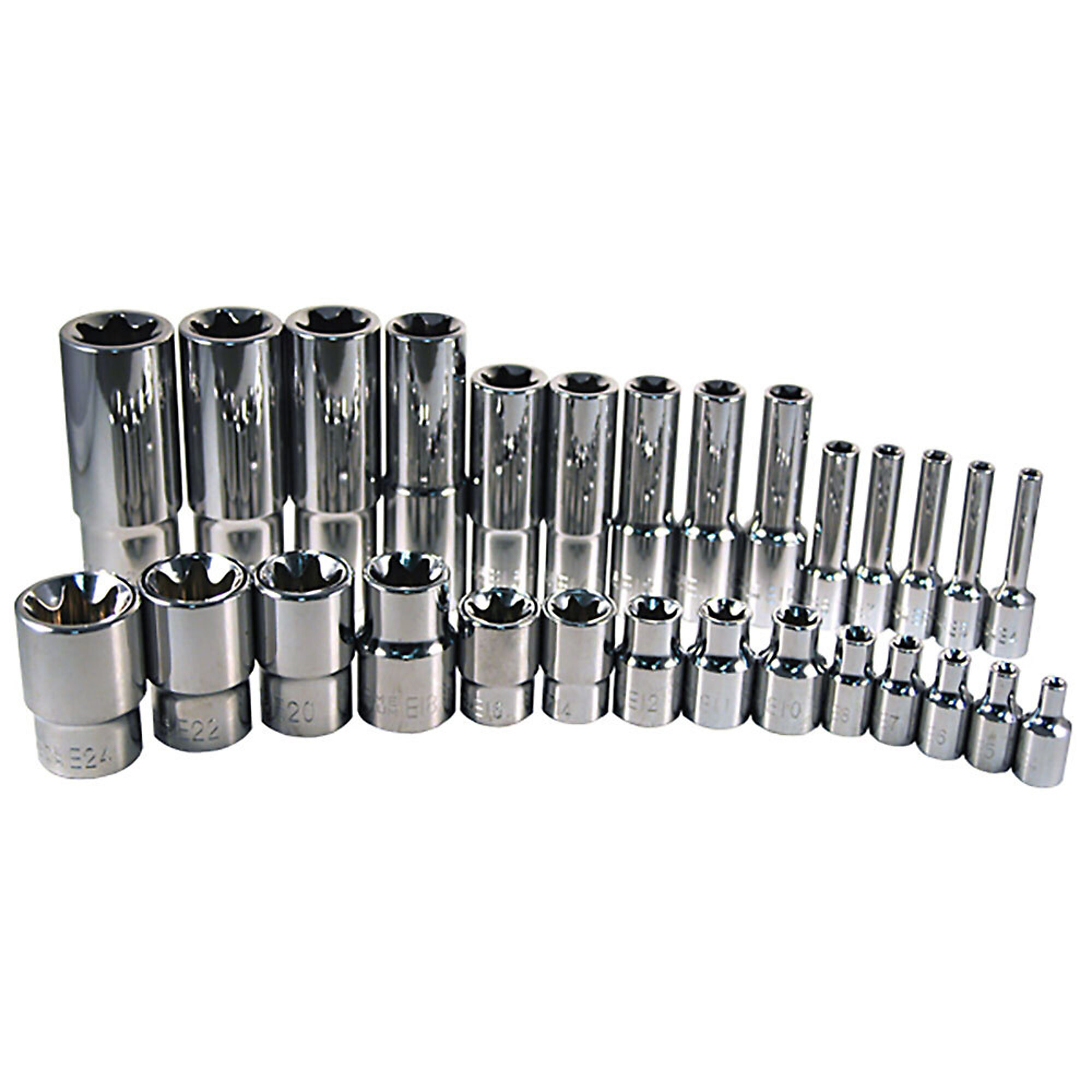 ATD Socket Set External Star 28 Pc E4-E24, Model# 10101