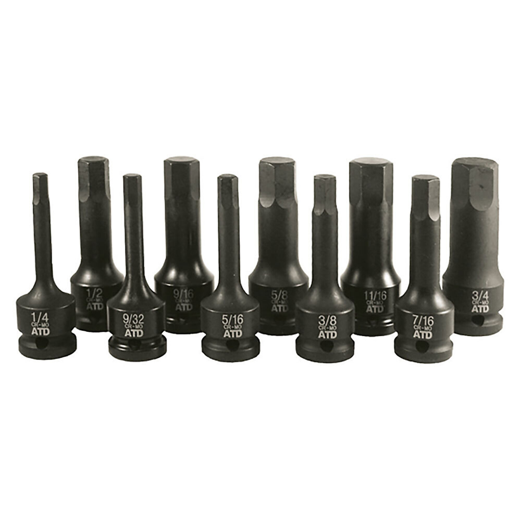 ATD Socket Impact Set 1/2Dr 10Pc Fractional Hex, Model# 10378