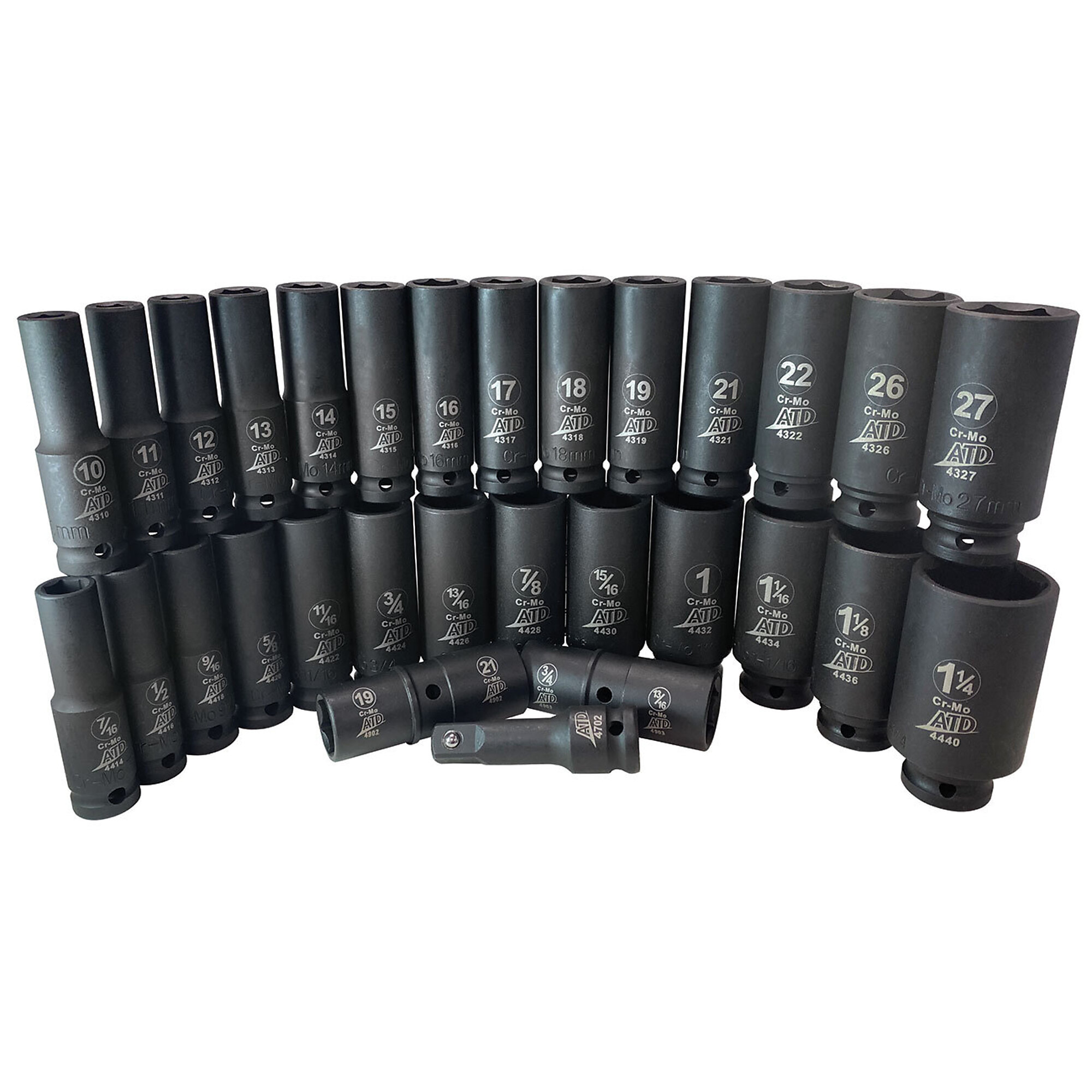 ATD Set Socket Impact 1/2Dr Deep Sae/Mm 30 Pc, Model# 10380