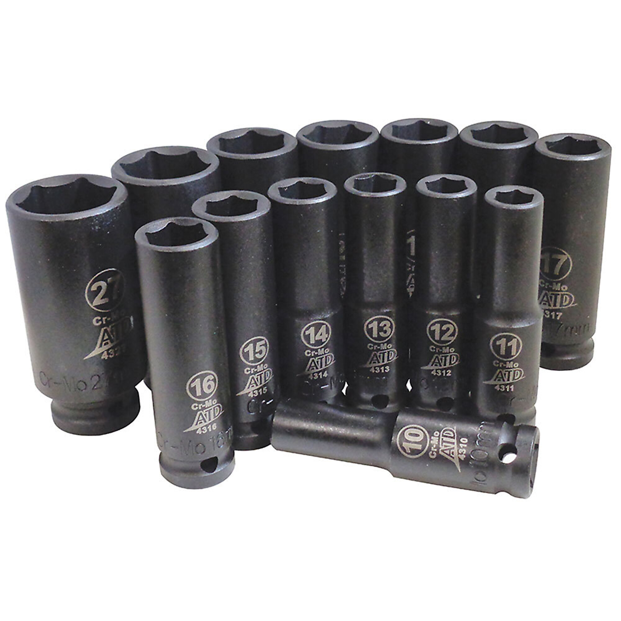 ATD Socket Impact Set 1/2Dr 14Pc Metric Deep, Model# 10357