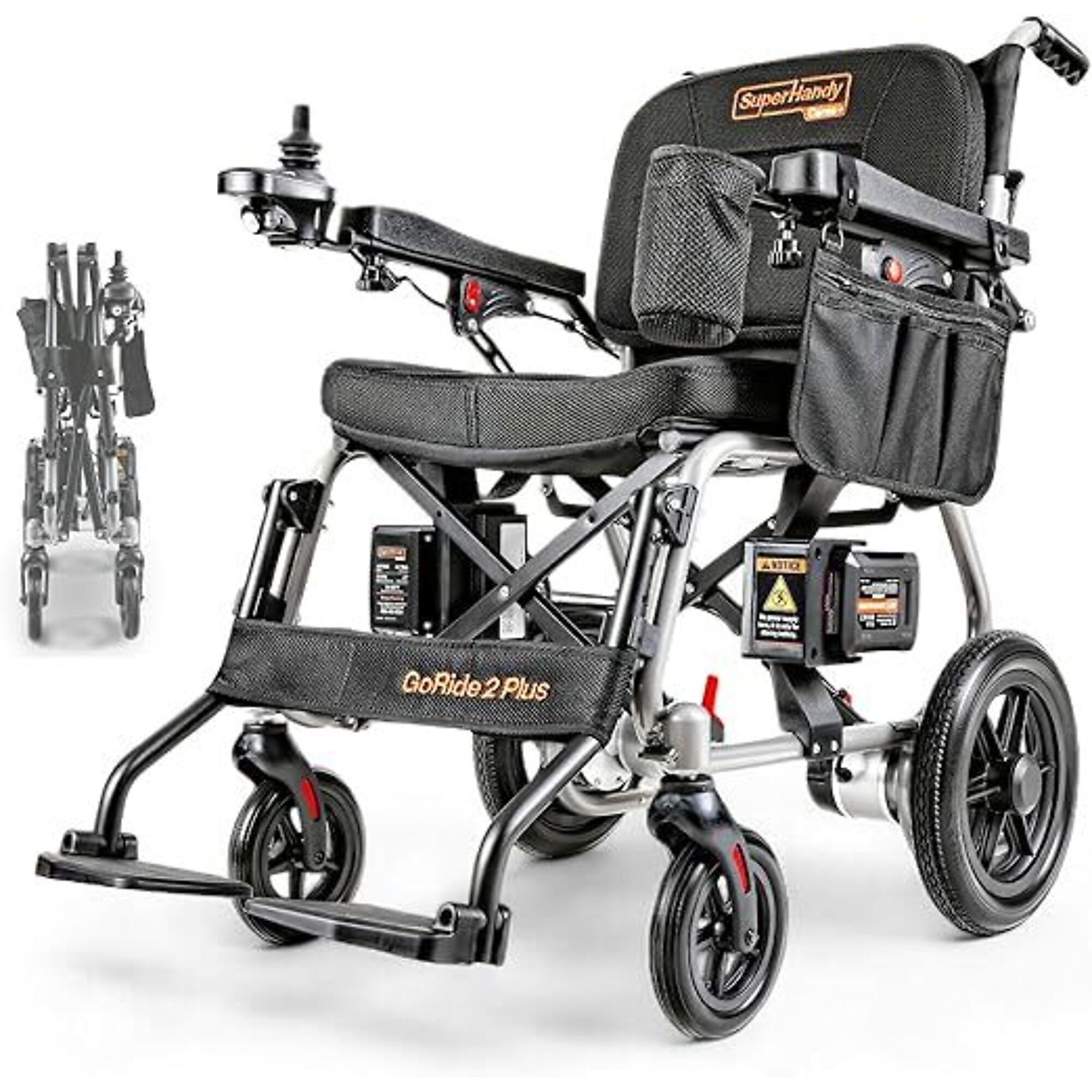 SuperHandy Electric Wheelchair — 300-Lb. Capacity, Lightweight, Foldable, Dual Brushless Motor, Zero-Turn, Model# TRI-GUT188