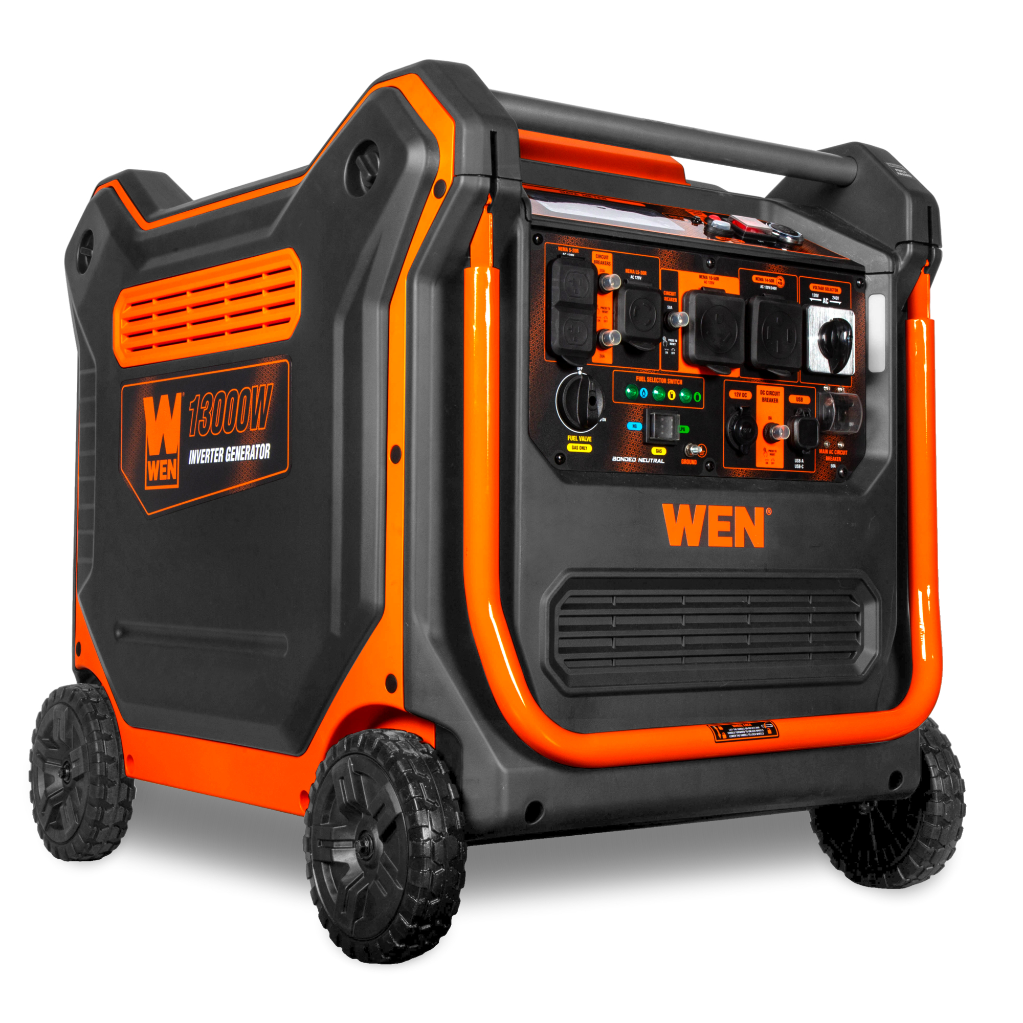 WEN 13000-Watt Tri-Fuel Inverter Generator — 120V/240V, Electric Start, Wheel Kit, CO Shutdown Sensor, Model# TF1300iX