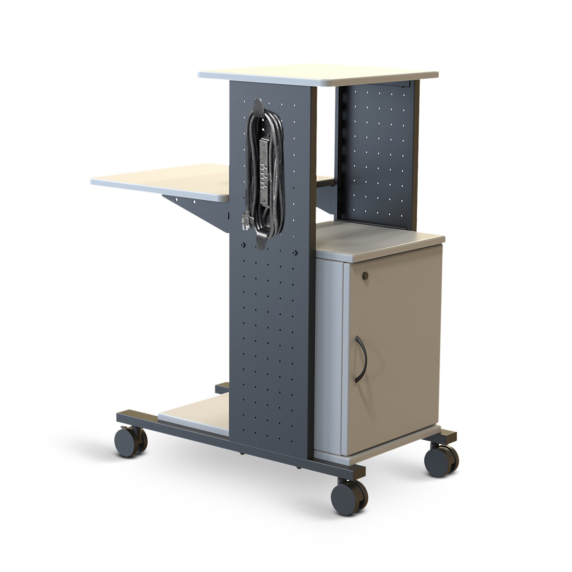 Luxor Mobile Presentation Station — 40in., 4 Shelves, Locking Cabinet, Model# WPS4C
