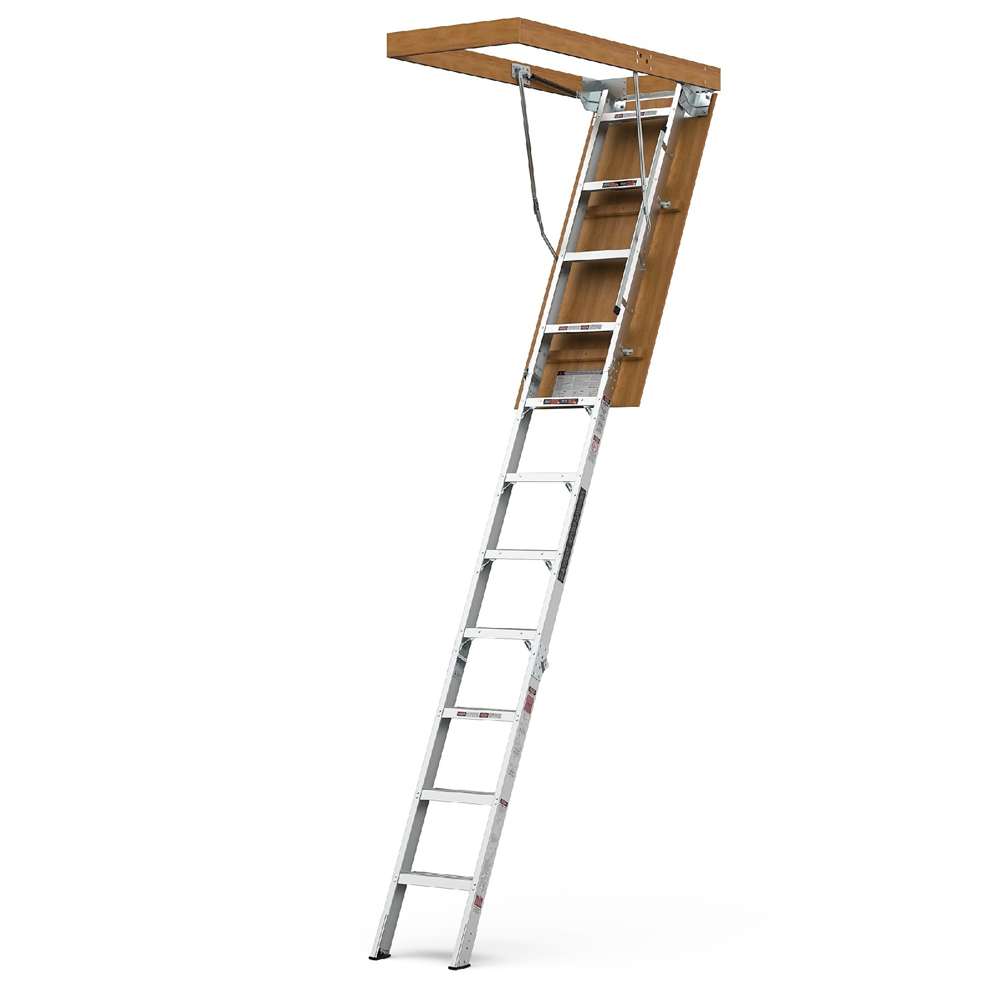 BlackTeck Fire Rated Insulated Aluminum Attic Ladder — 7ft. 8in. to 10ft. 3in., 22.5in. x 54in., 350-Lb. Capacity, Non-Slip Steps, Model# N2-160488