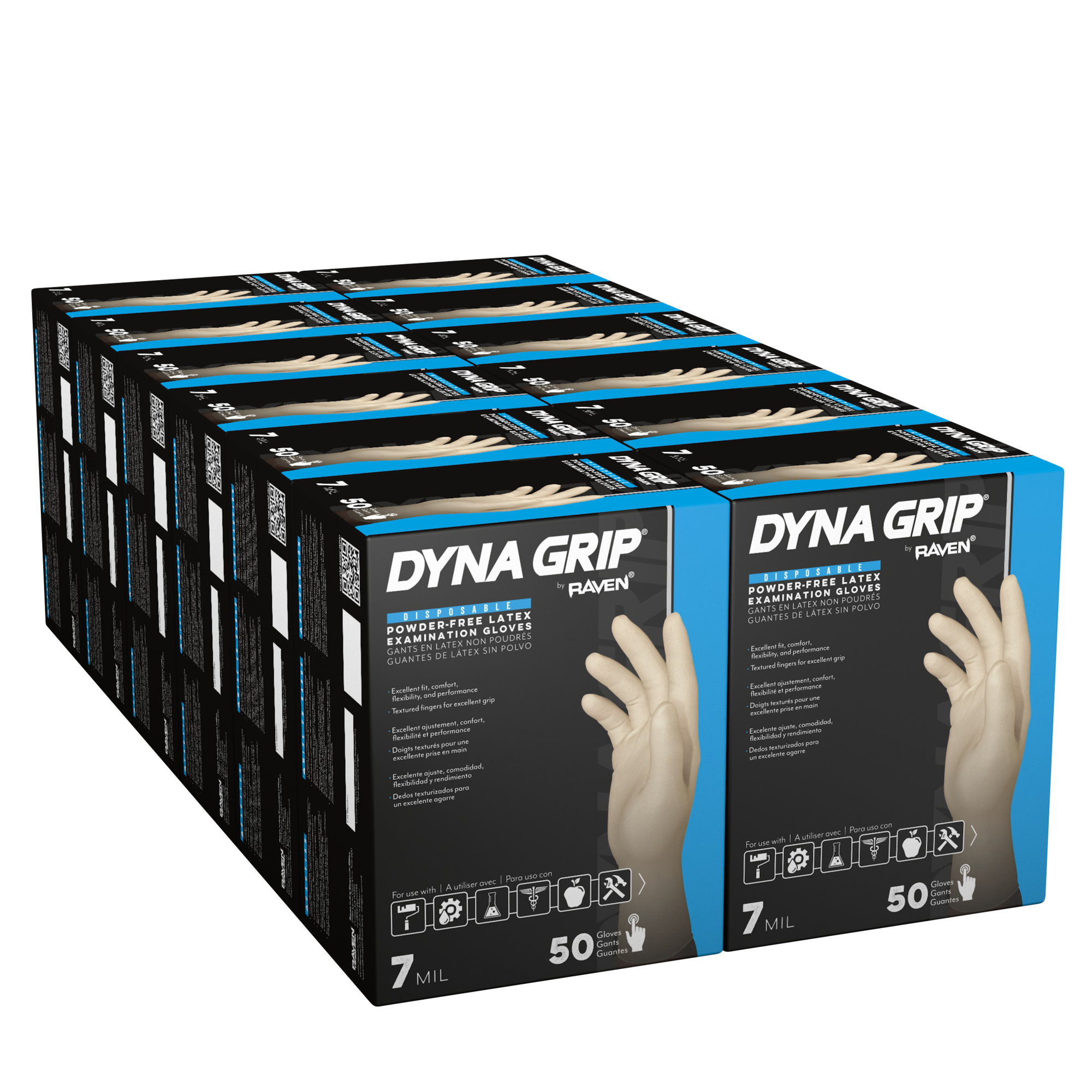 SAS Safety Case of Dyna Grip PF EX Latex 7 MIL 600 Gloves