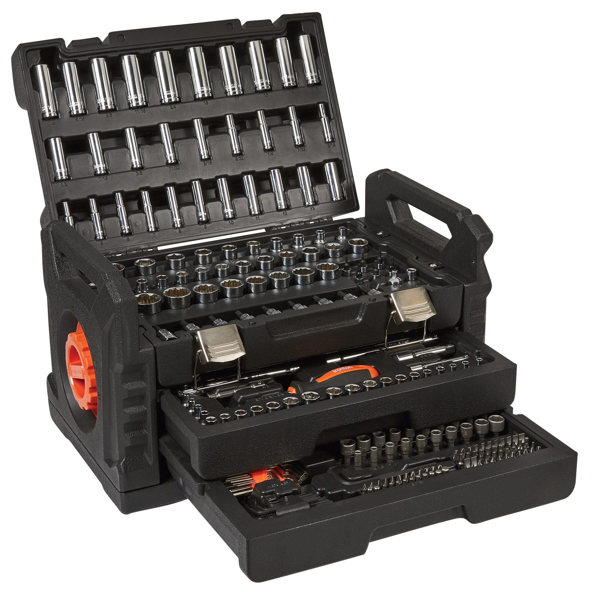 Ironton Mechanic's Tool Set, 225-Pc., 1/4in., 3/8in. + 1/2in. Drive, Chrome Finish, Carrying Case