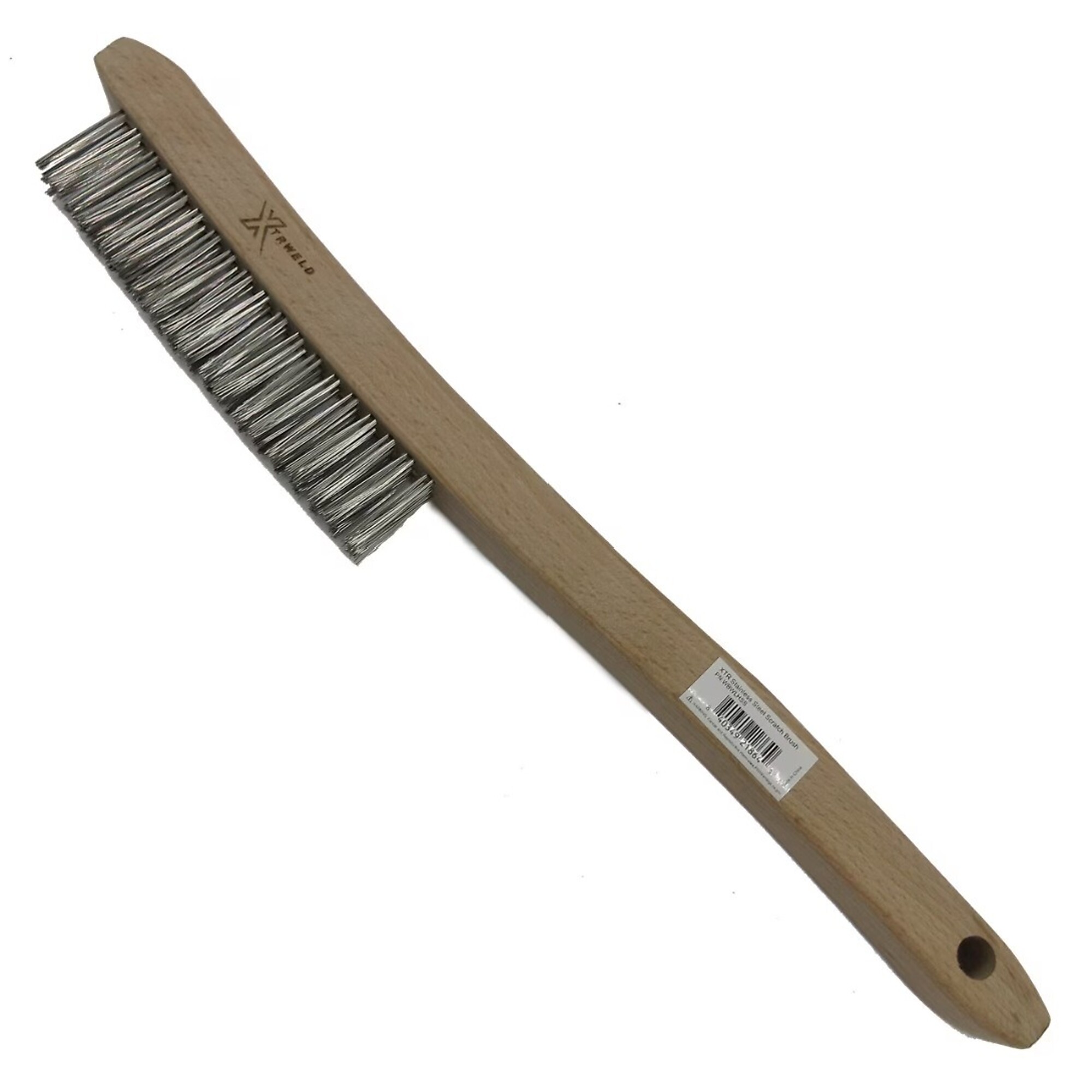 XTRweld Hand Scratch Brush — 3x19 Stainless Steel Bristles, Wood Handle, 12 Pk., Model# XTRWBWLHSS