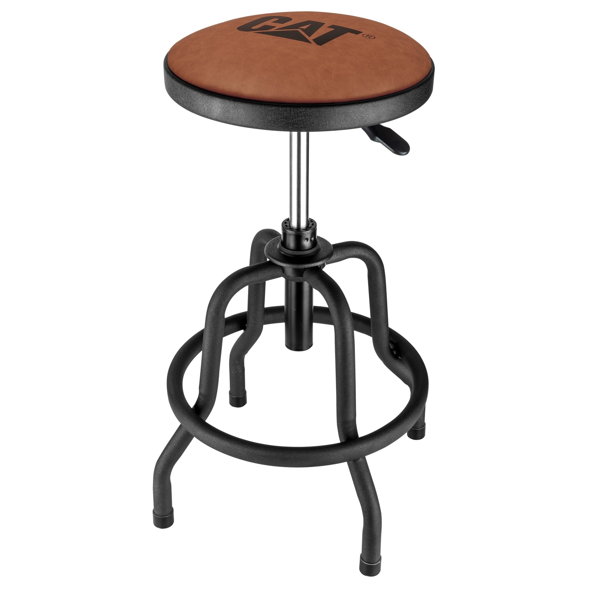 CAT, Rustic Designer Shop Stool with Faux-Leather Seat Cushion, Model # 980841ECE