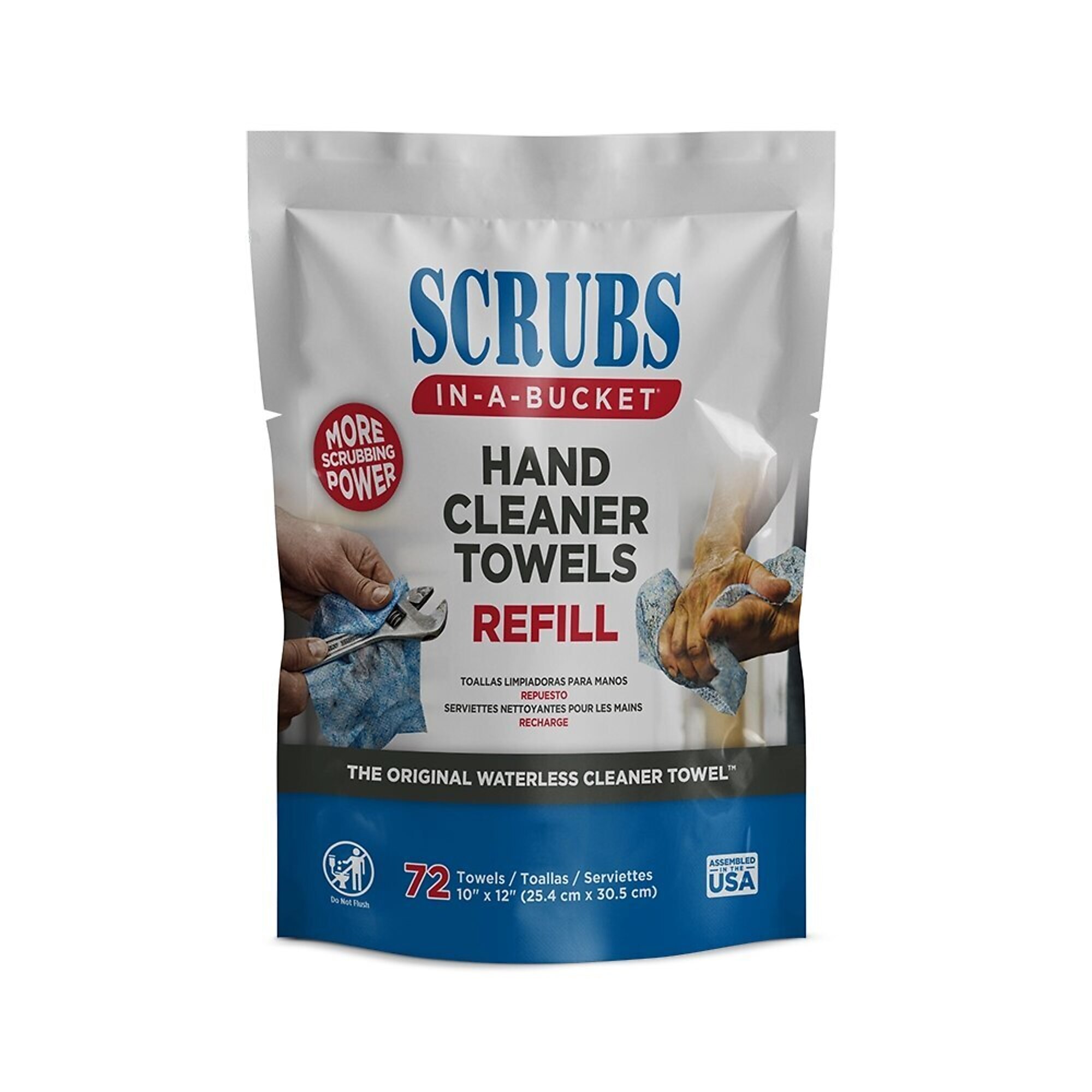 ITW Global Brands SCRUBS in-a-Bucket Hand Cleaner Towels Refill — 6 Refill Bags, 72 Wipes Per Refill, Model# DYM42270