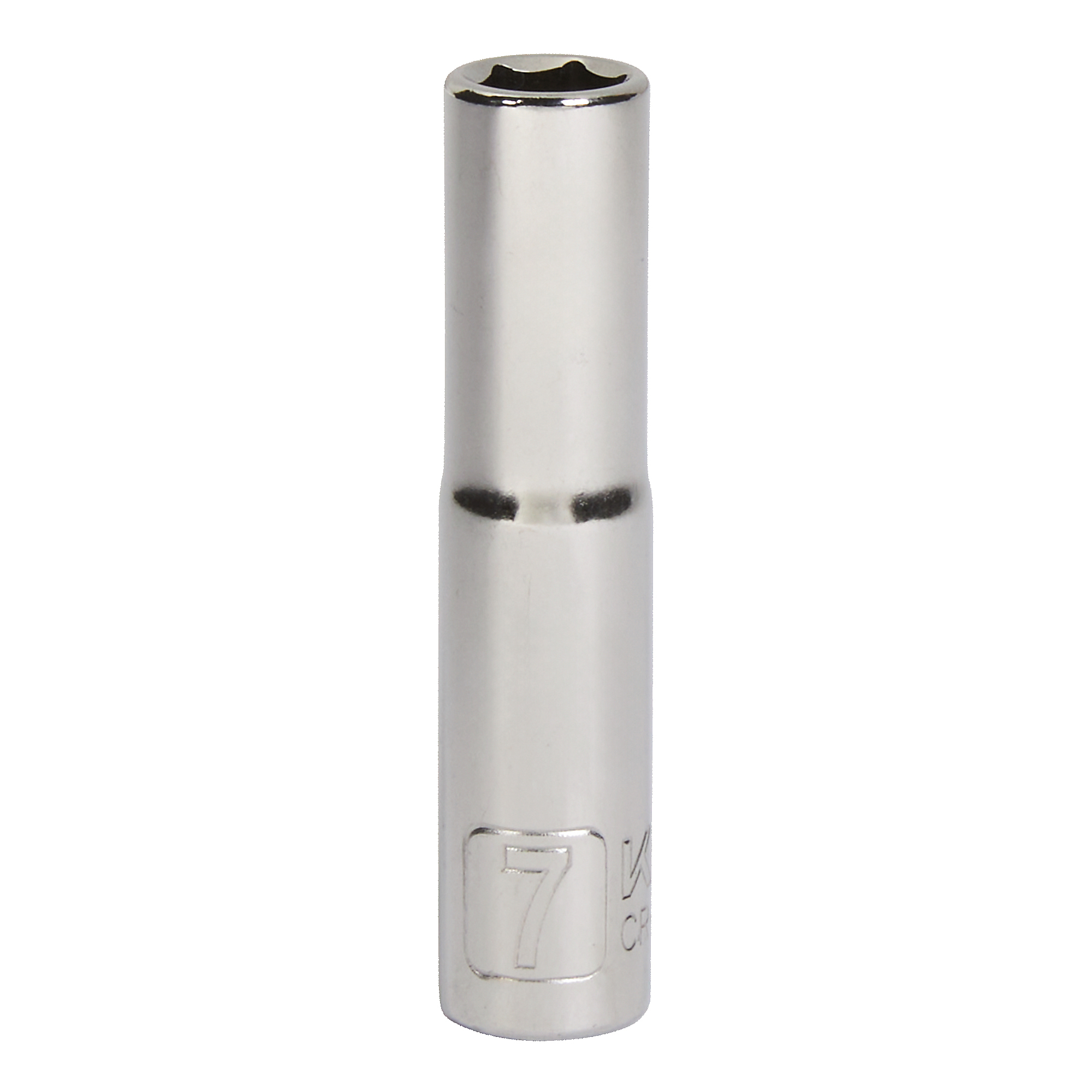 Klutch 1/4in.-Drive Deep Socket, 7mm, Metric, 6-Point, Alloy Steel