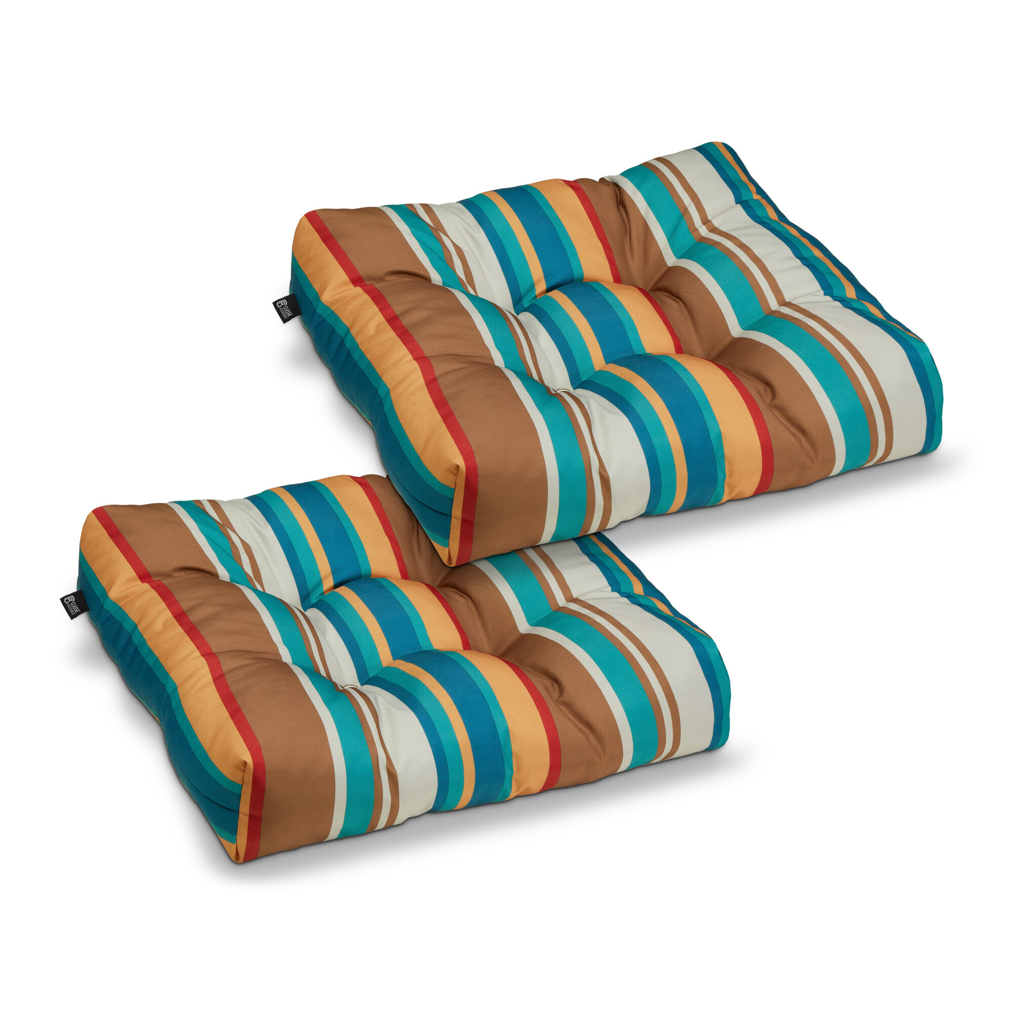 Classic Accessories Patio Seat Cushion — 19in. W, Santa Fe Stripe, 2 Pack, Model# 62-122-013402-2PK