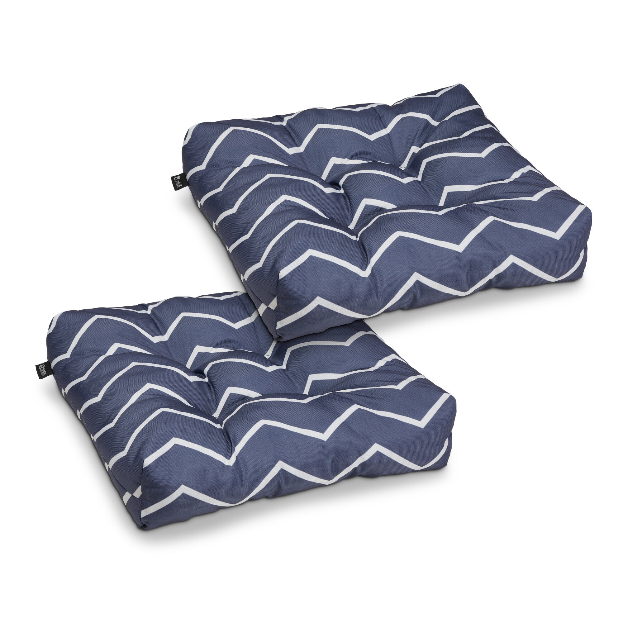 Classic Accessories Patio Seat Cushions — 19in. Width, Navy Chevron Stripe, 2 Pack, Model# 62-119-015502-2PK