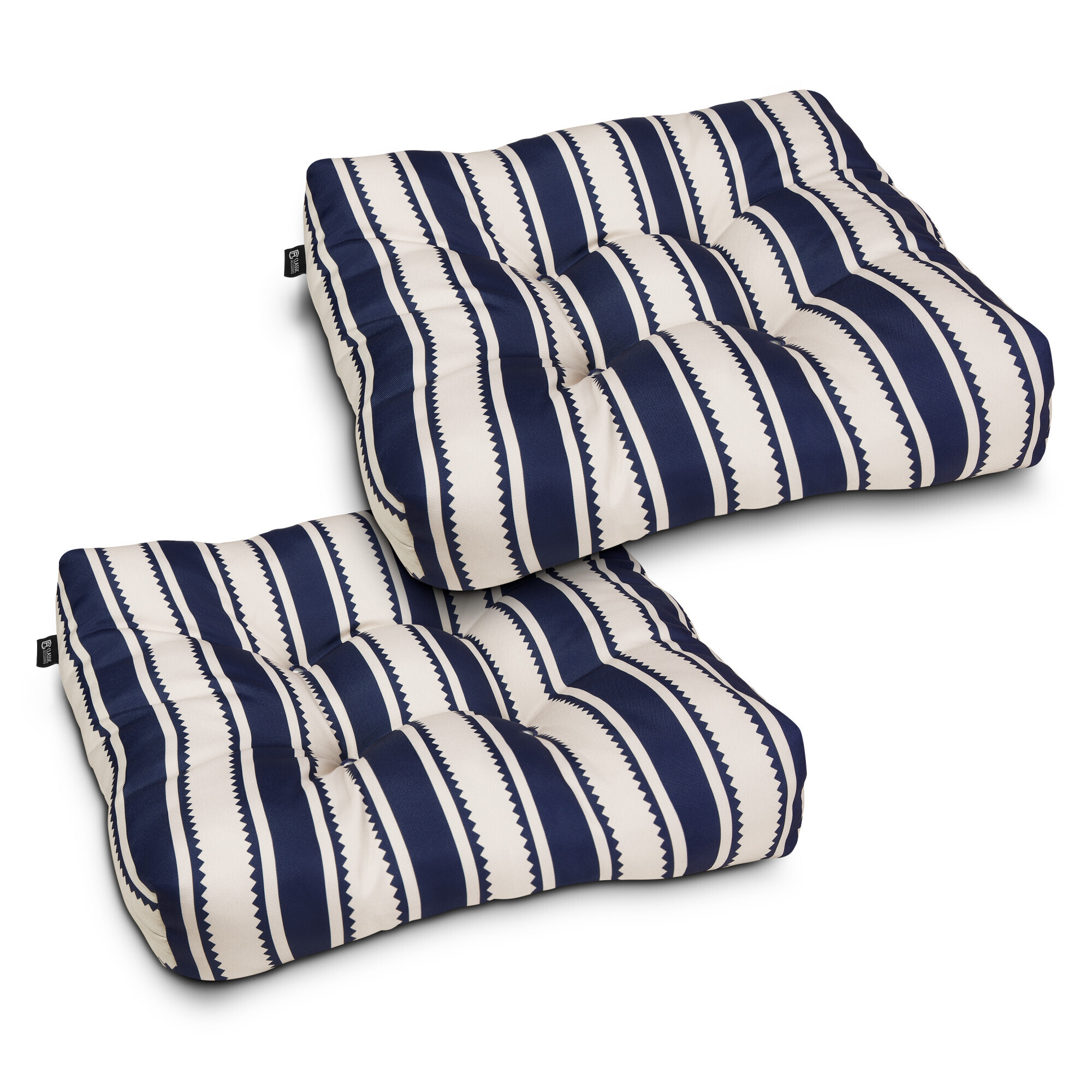 Classic Accessories Patio Seat Cushion — 19in.W, Navy Sedona Stripe, 2 Pack, Model# 62-201-014602-2PK