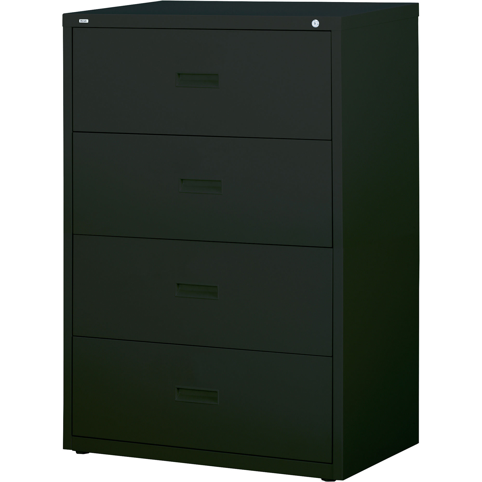 Hirsh Industries 4-Drawer Cabinet for Letter-, Legal- and A-4 Hanging Files, Black, 30in.W x 18 5/8in.D x 52 1/2in.H, Model# 14957