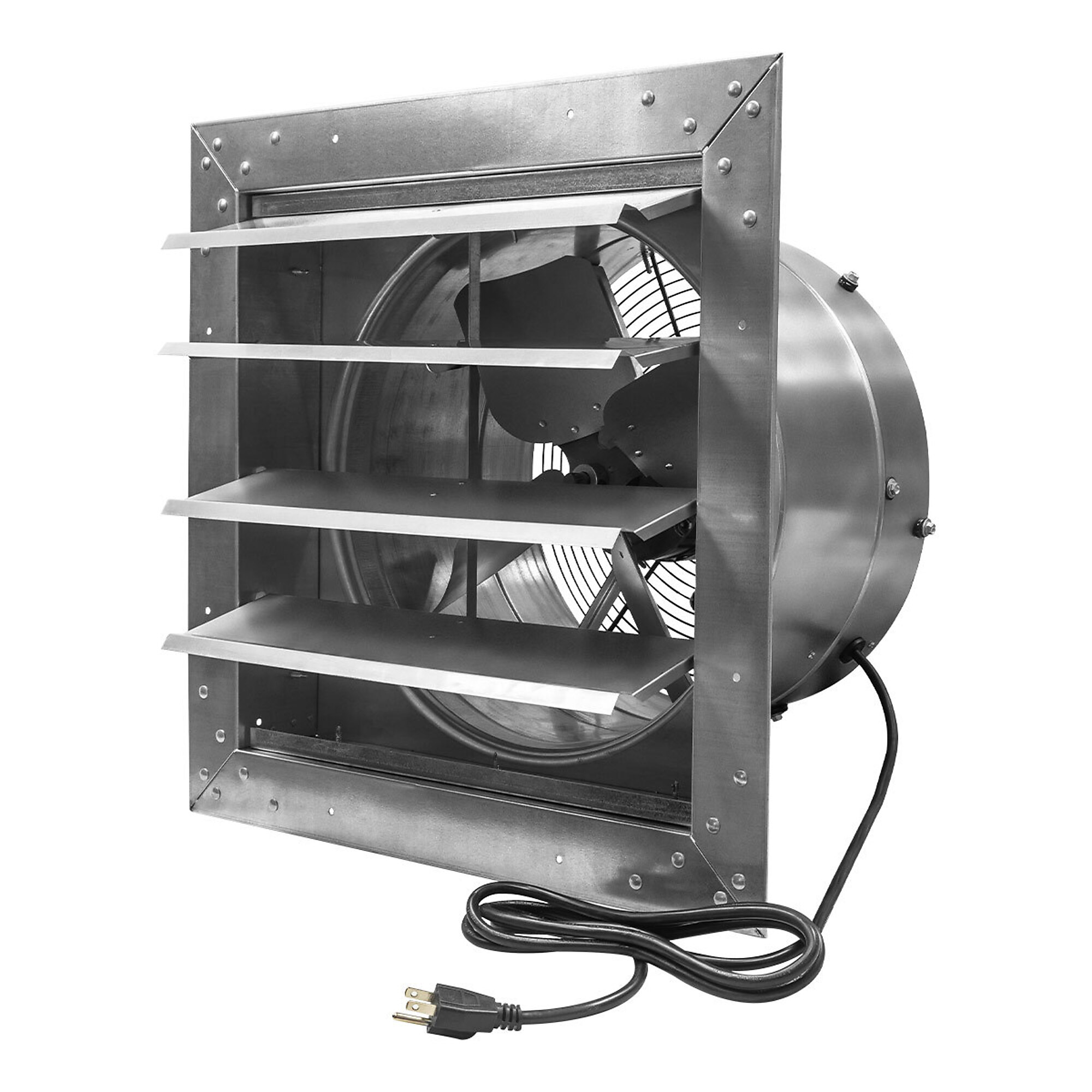 Maxx Air, Rugged Series 14 in. Heavy Duty Exhaust Fan with Automatic Shutter and Plug-In Design, Drive Type Direct, Fan Diameter 14 in, Air Delivery 1400 cfm, Model# IF14RUPS