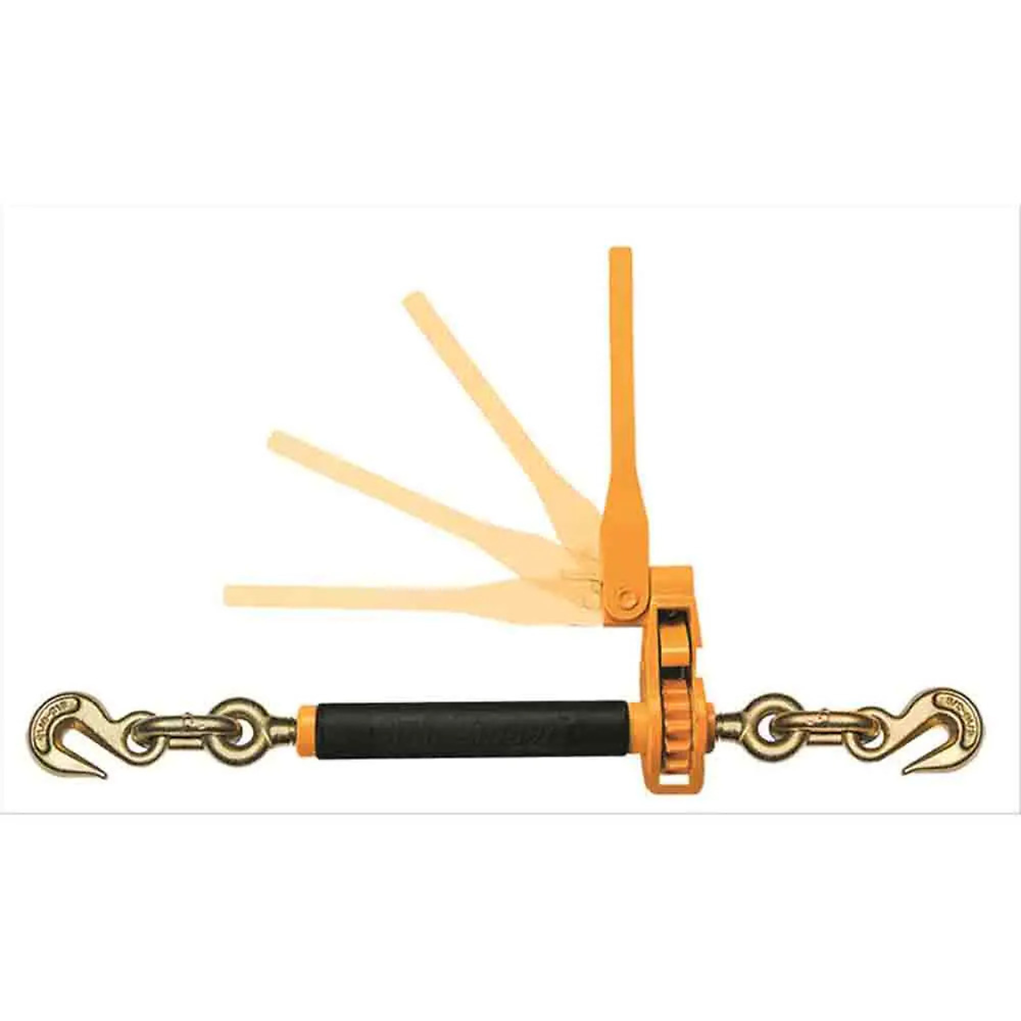 Peerless, QuikBinder Ratchet Loadbinder, 18K Working Load Limit, Folding Handle, Grab Hooks on Both Ends, Yellow Finish, Model# H5125-0958