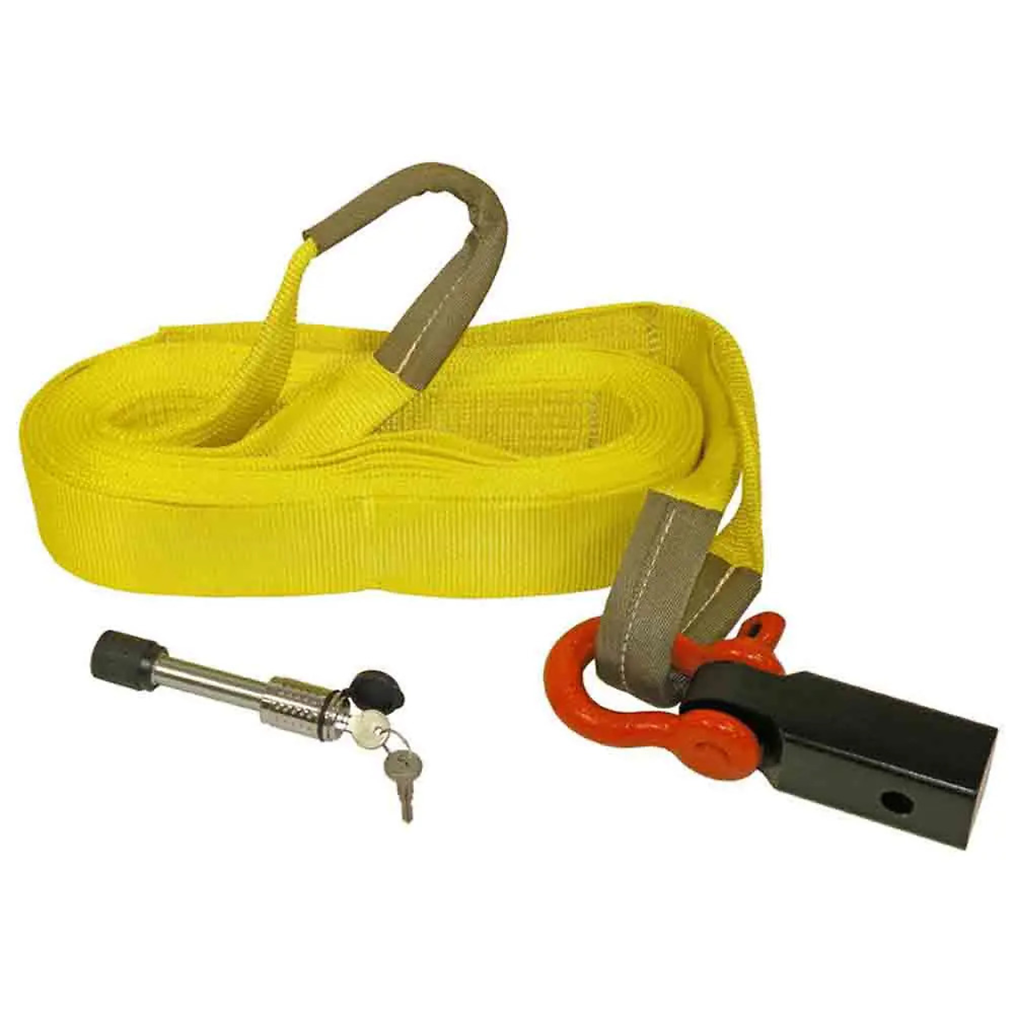 Rigid Hitch, Heavy Duty Recovery Kit, Includes 3 inch x 30 foot Strap, Shackle Mount for 2 inch Receiver, Locking Hitch Pin, Model# DTS-3-22