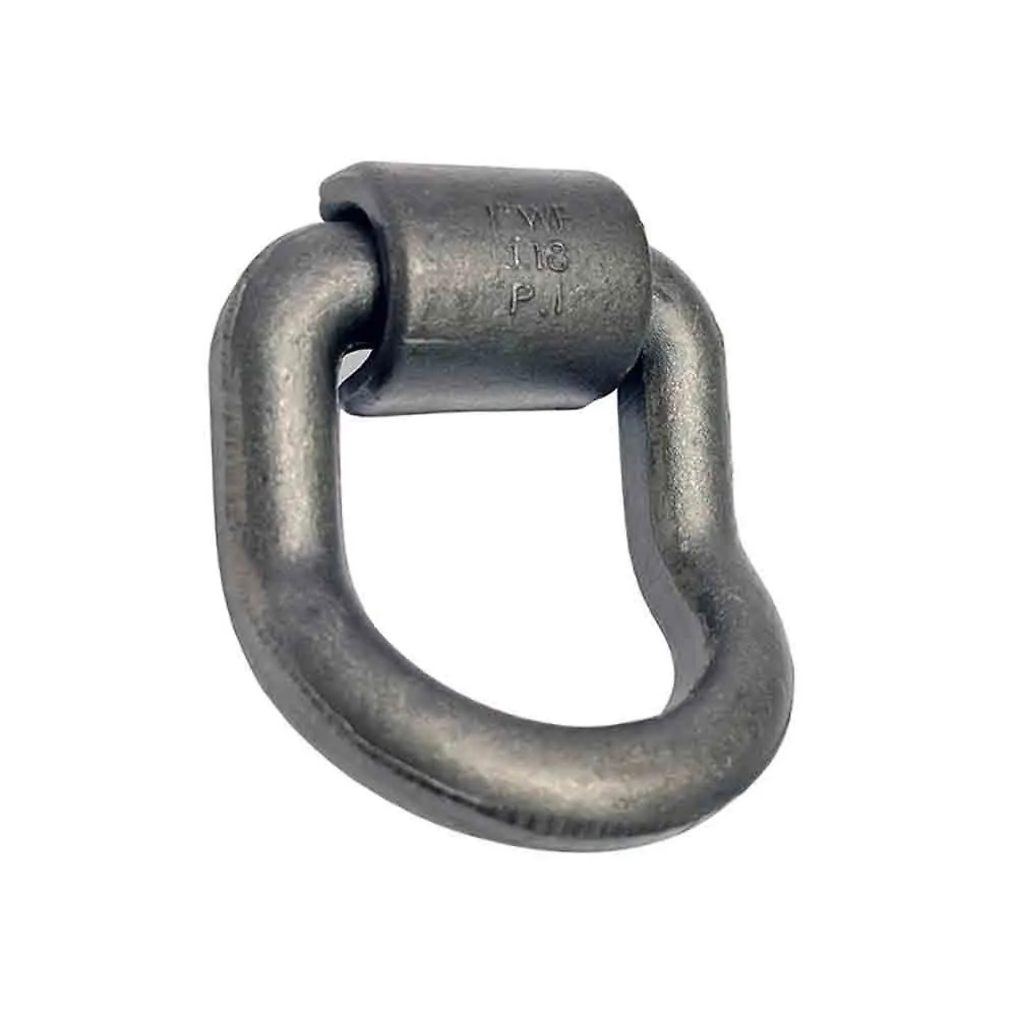 Wallace Forge, Heavy Duty Weld-On Angled Tie-Down Ring, 1 inch Ring Diameter, Ring Bent at 55 Degree Angle from Surface, 15K Working Load Limit, Unpainted, Model# B-5055