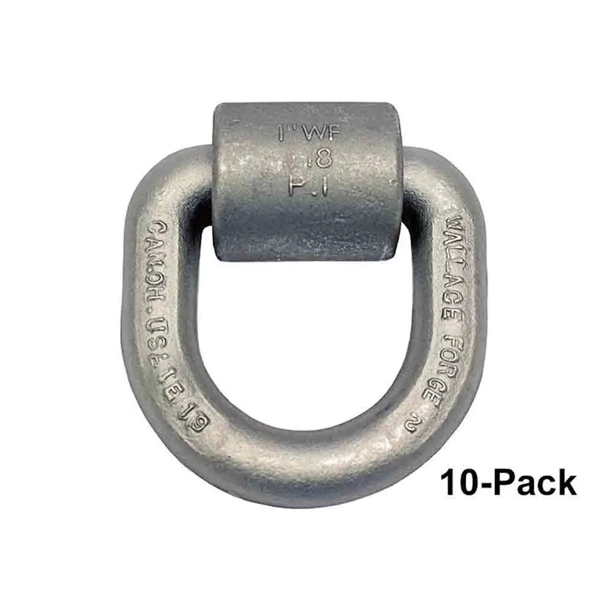 Wallace Forge, 10-Pack Heavy Duty Weld-On Tie-Down Ring, 15K Working Load Limit, 1 inch Diameter Ring, Unpainted, Model# B-48-10