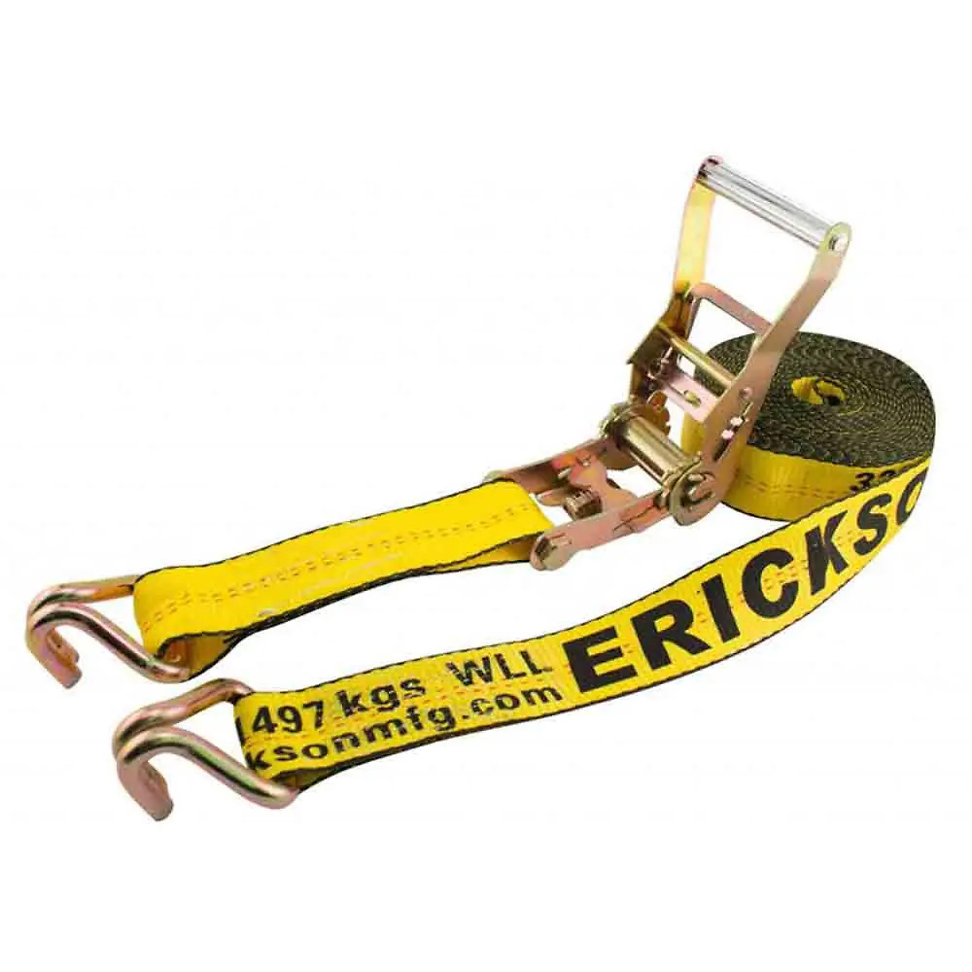 Erickson, Ratchet Strap with Double J-Hooks, 2 inch x 27 foot Strap, Heavy Duty, 10K Capacity, Model# E-78627