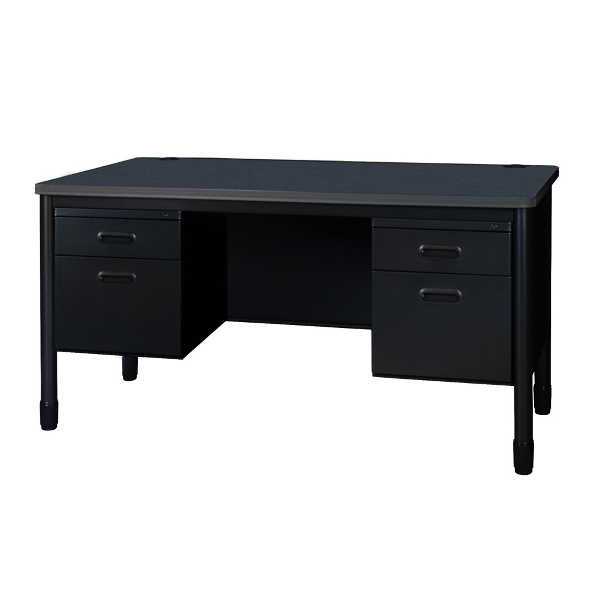 Regency Mesa Steel Double Pedestal Teacher's Desk — 60in. x 30in., Grey Top, Black Base, Model# 66266DPGYBK