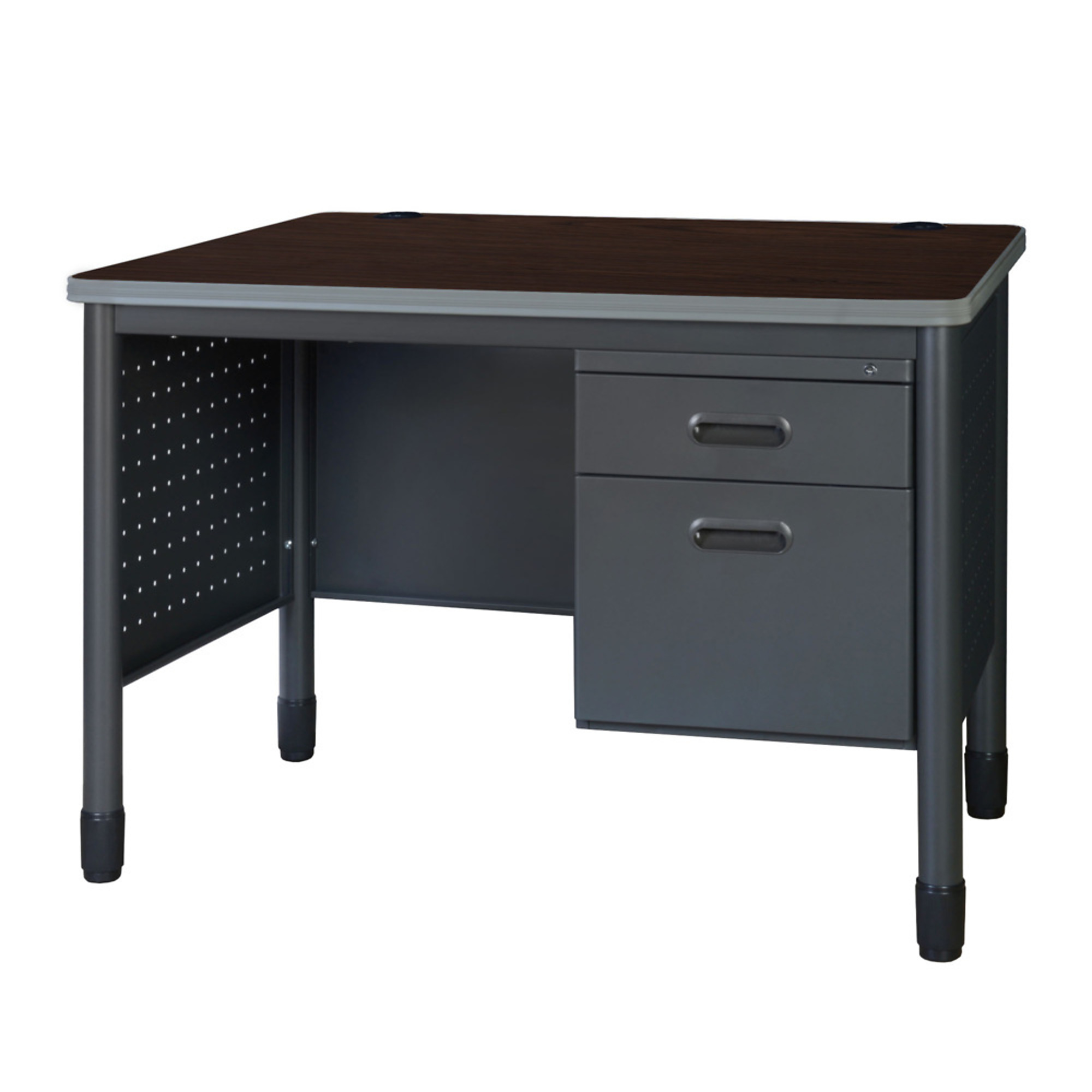 Regency Mesa Steel Single Pedestal Teacher's Desk — 48in. x 30in., Neo Walnut, Model# 66348SPNW