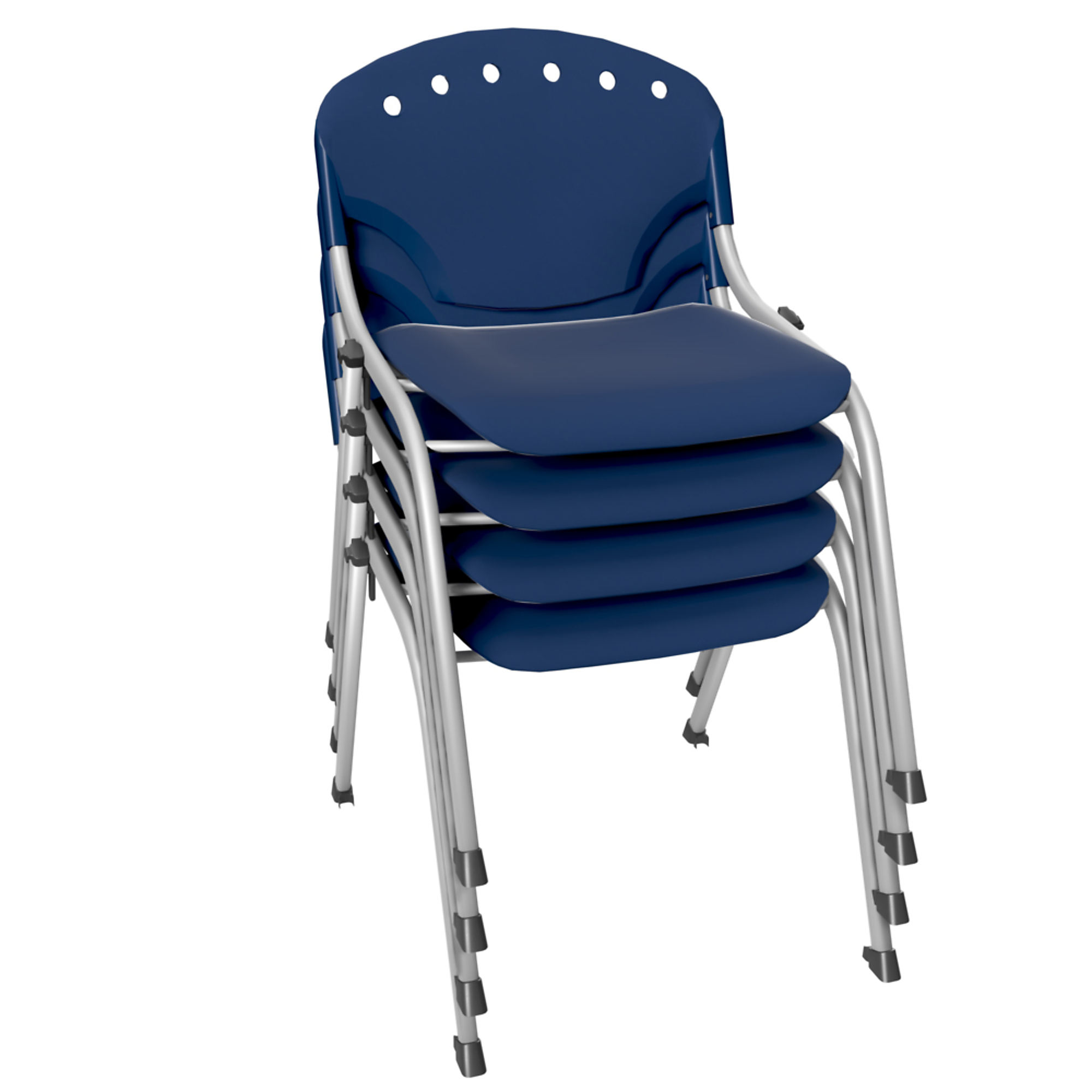 Regency Rico Armless Classroom Training Stack Chairs — Navy Blue, 4-Pack, 330-Lb. Capacity, Model# 305-NV-4PK