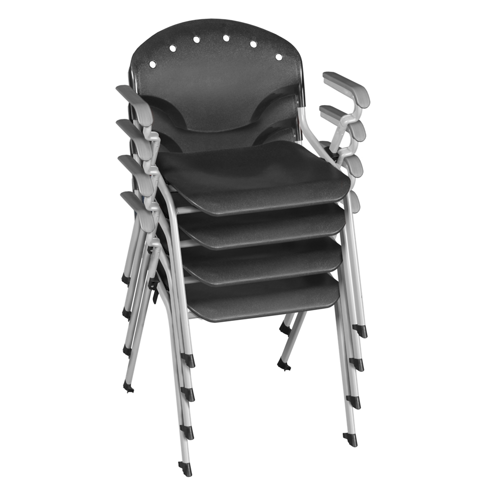 Regency Rico Classroom Training Stack Chair with Arms — 330-Lb. Capacity, Black, 4-Pack, Model# 306-BK-4PK