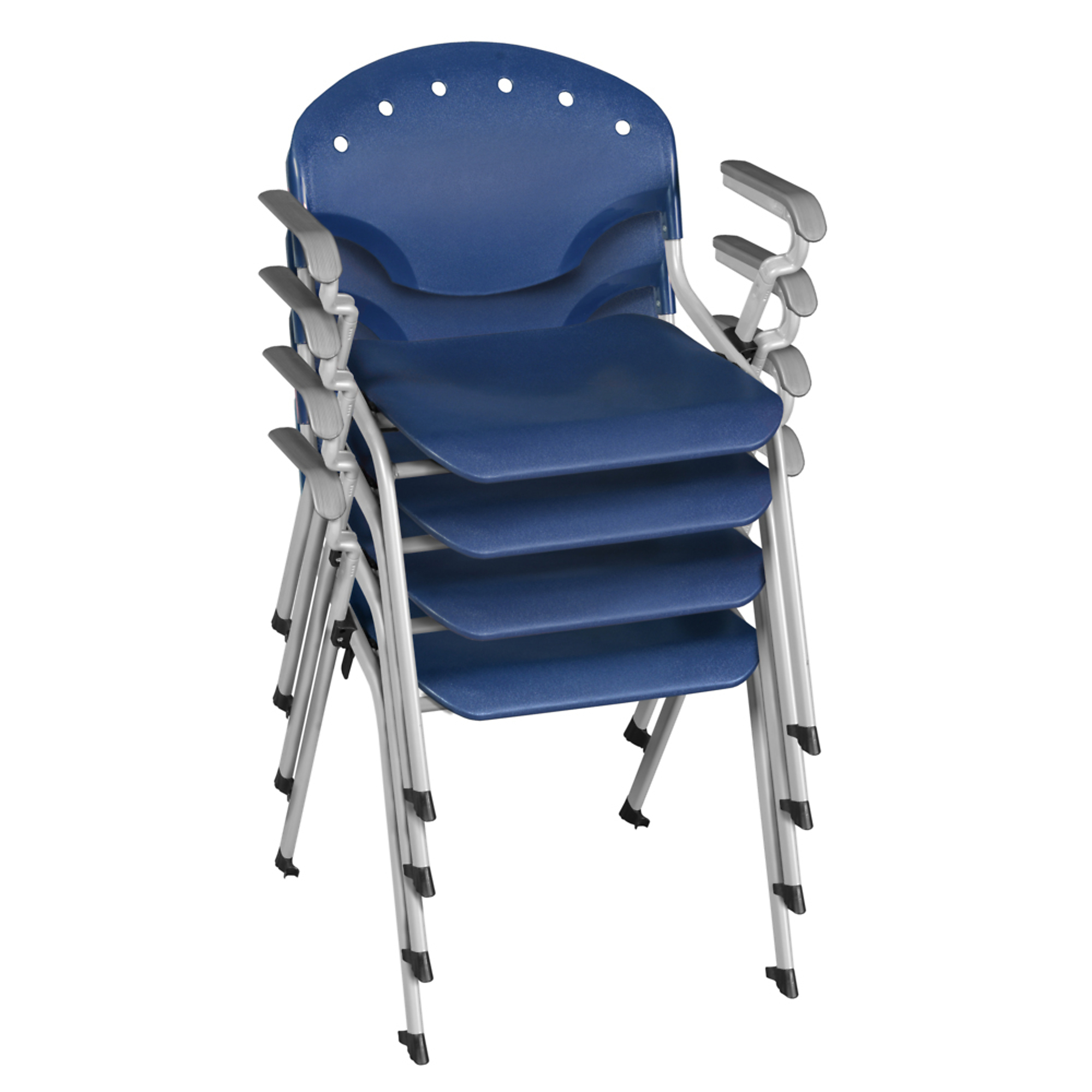 Regency Rico Classroom Training Stack Chair with Arms — Navy Blue, 4 Pack, 330-Lb. Capacity, Model# 306-NV-4PK