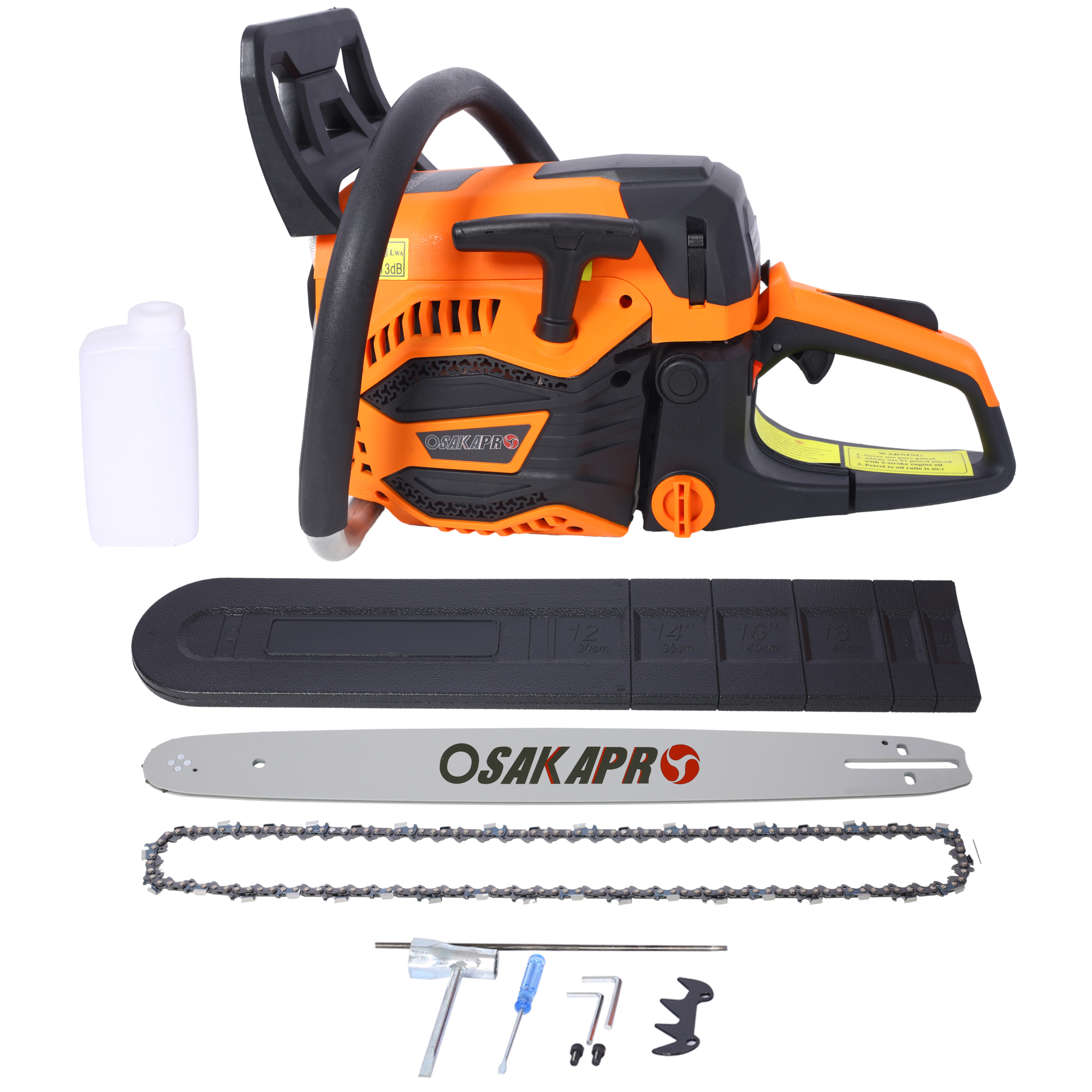 Osakapro Gas Powered Chainsaw — 62cc, 22in. Bar, 2-Cycle, EPA Compliant, Anti-Vibration, Quick-Stop Chain Brake, Model# BAC-W465P209767