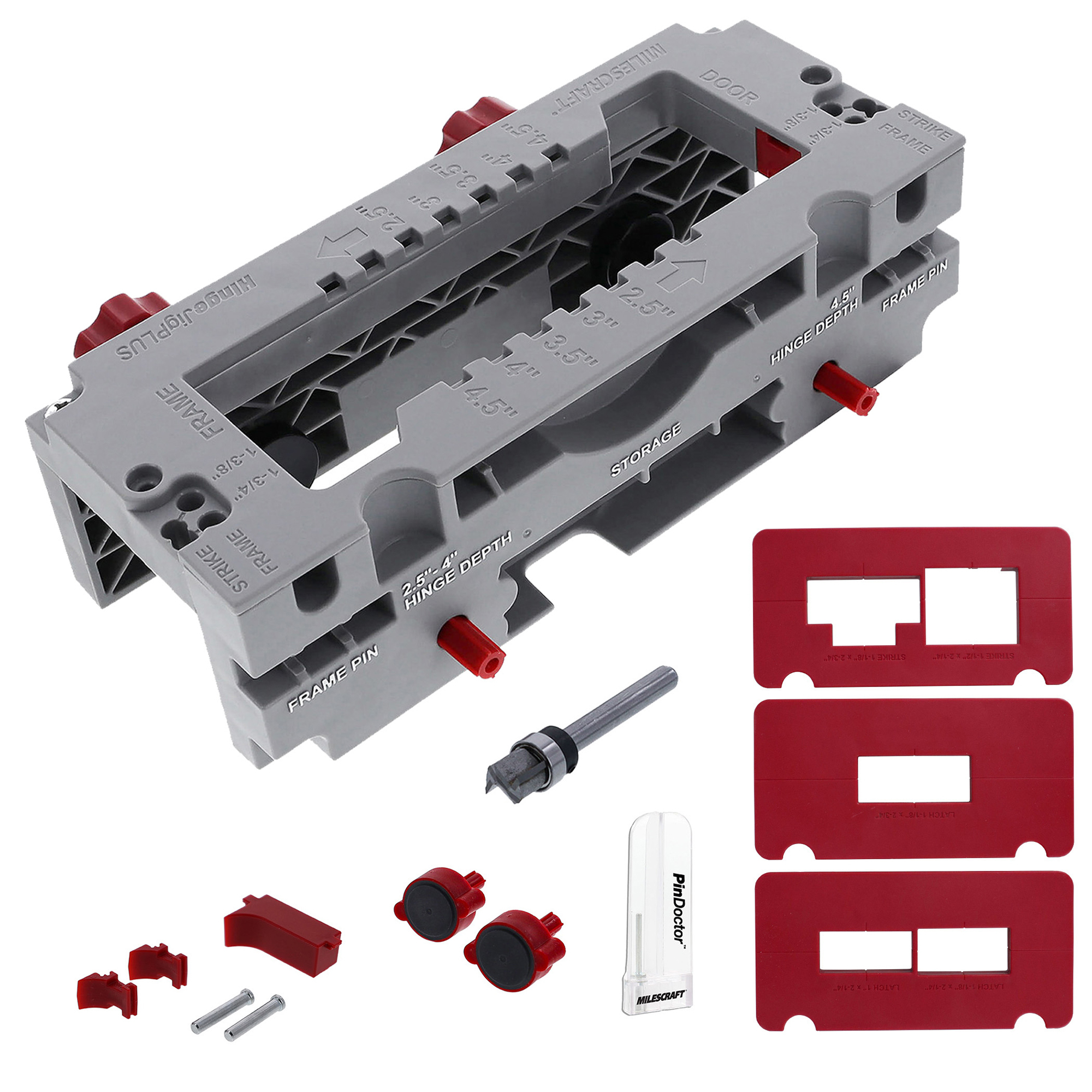 Milescraft Hinge Jig Plus — Dual Clamping, Complete Hinge Installation Kit, 2.5in. to 4.5in. Mortises, Strike and Latch Plates Included, Model# 12290003