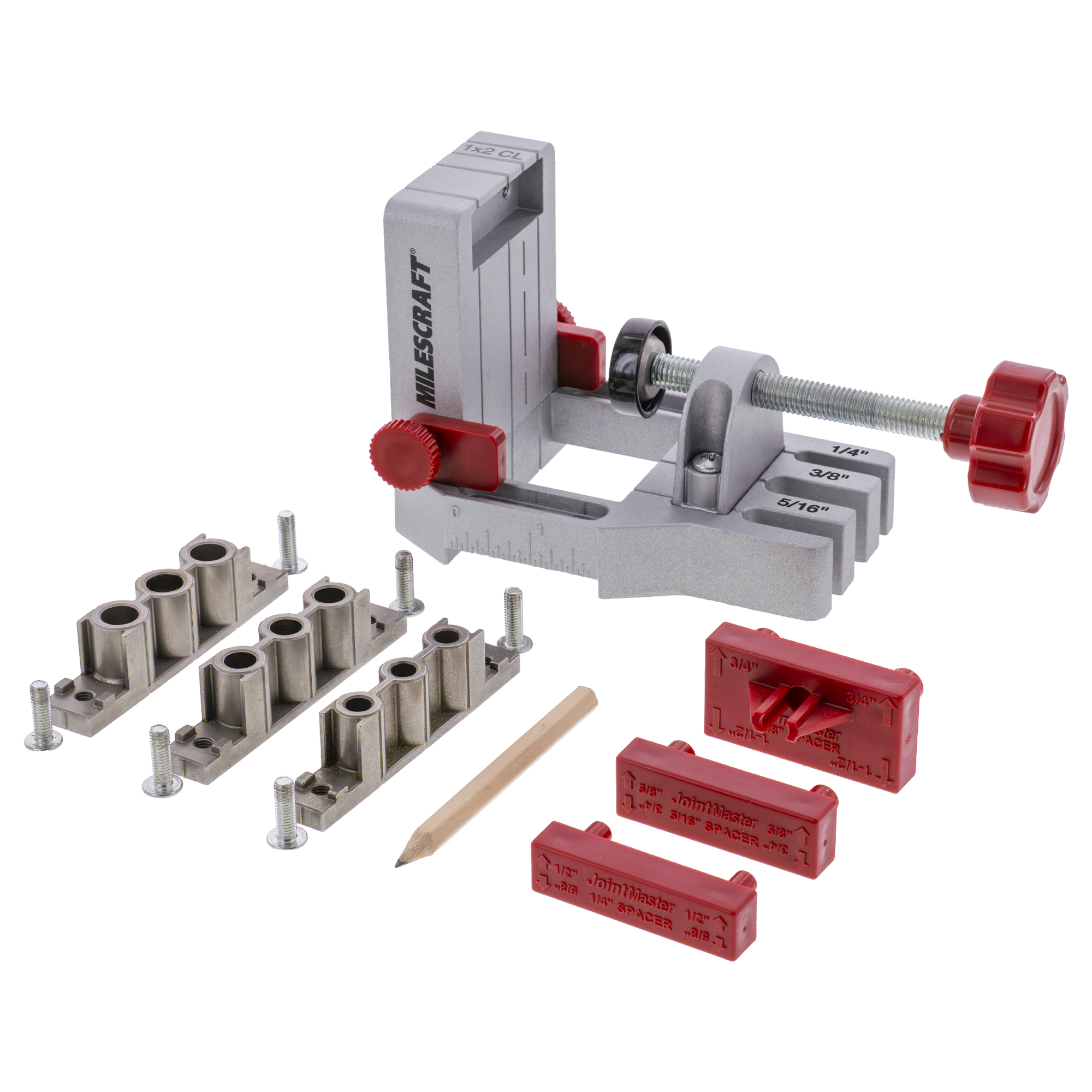 Milescraft JointMaster Self-Clamping Aluminum Doweling Jig — Edge, Corner, Surface Joints, Includes Centering Spacers, Model# 13340003