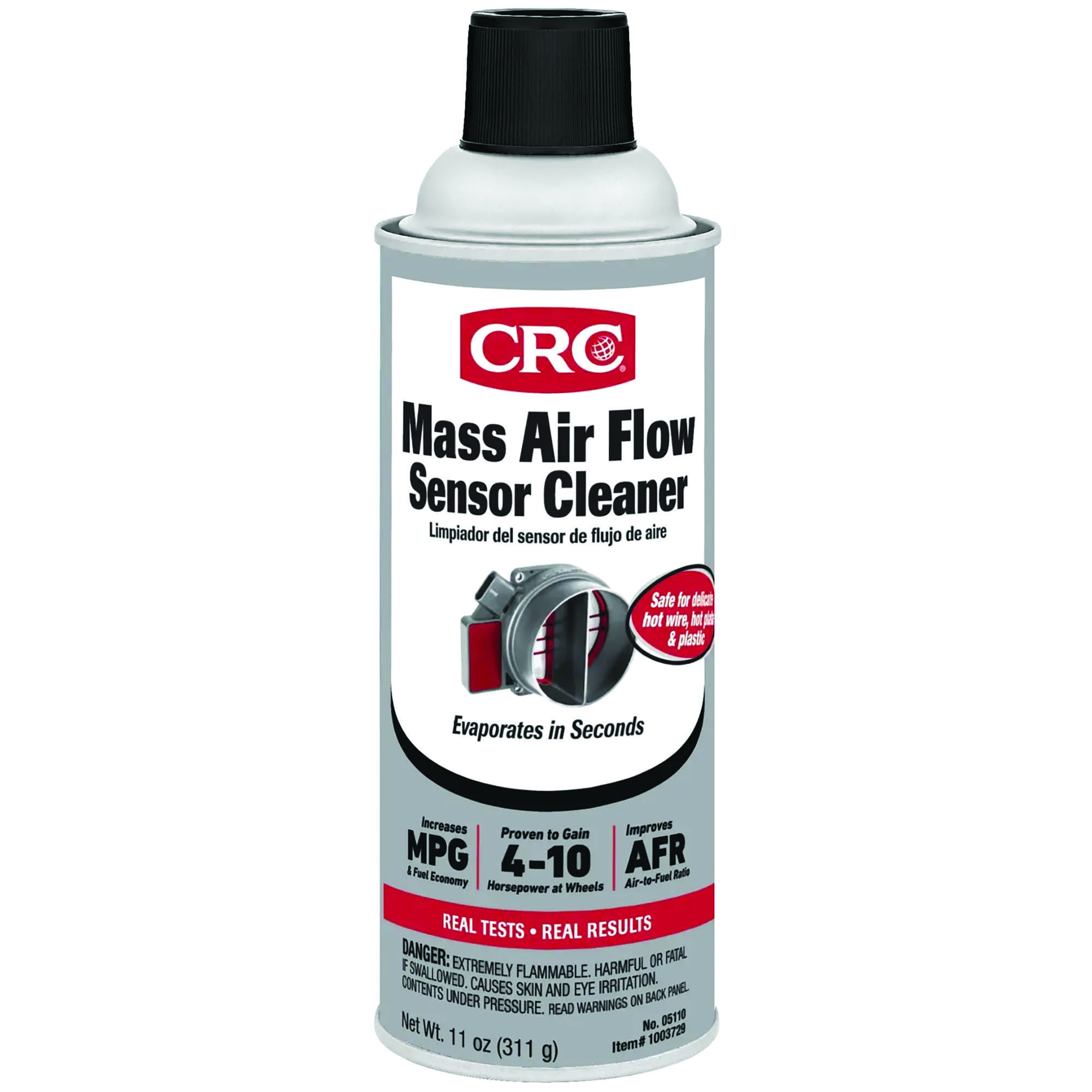 CRC Mass Air Flow Sensor Cleaner — 11 Oz., Plastic-Safe Formula, Improves Engine Performance & Fuel Efficiency, Model# CRC05110