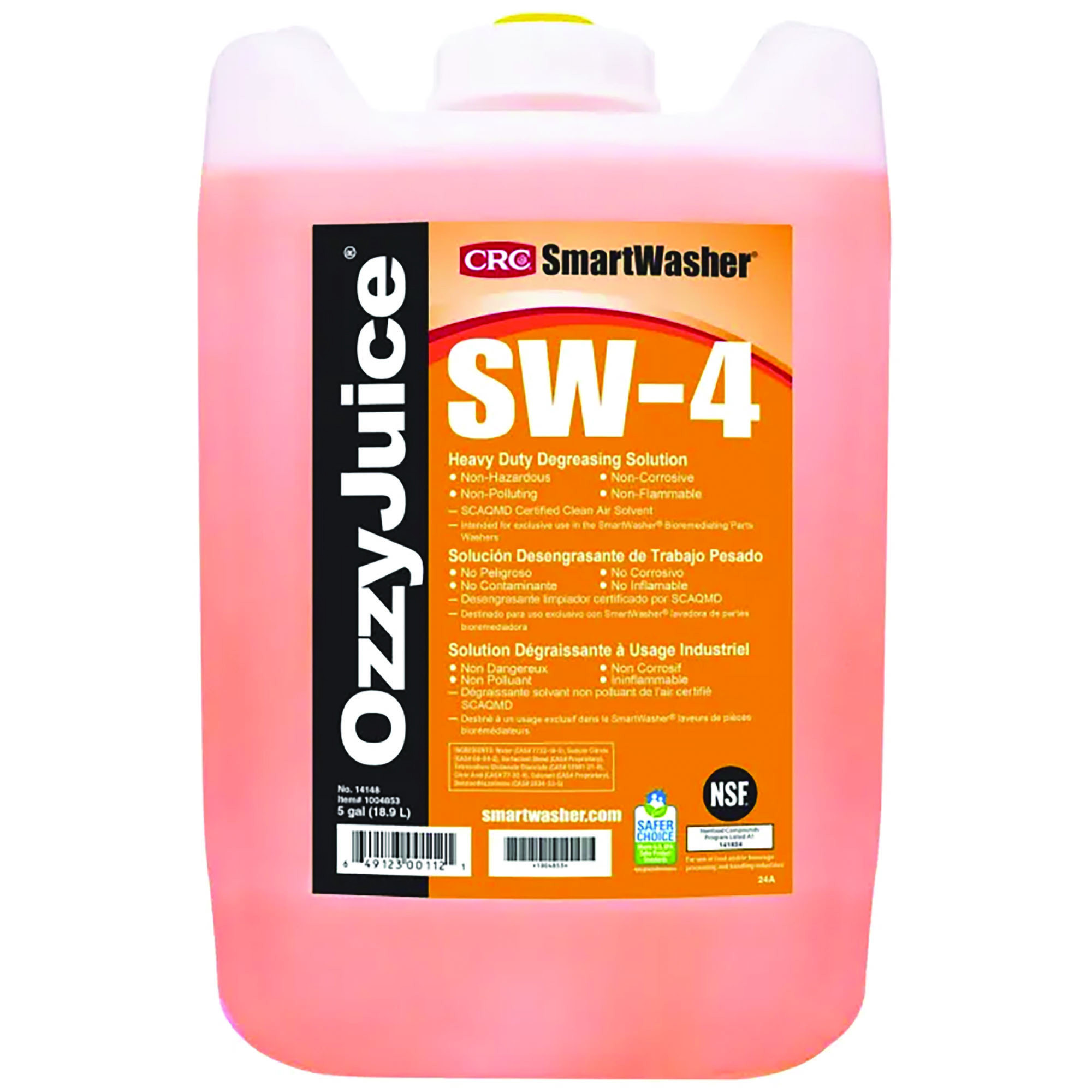 CRC SmartWasher OzzyJuice SW-4 Heavy Duty Degreasing Solution — 5 Gallon, Aqueous-Based, pH-Neutral, Model# CRC14148