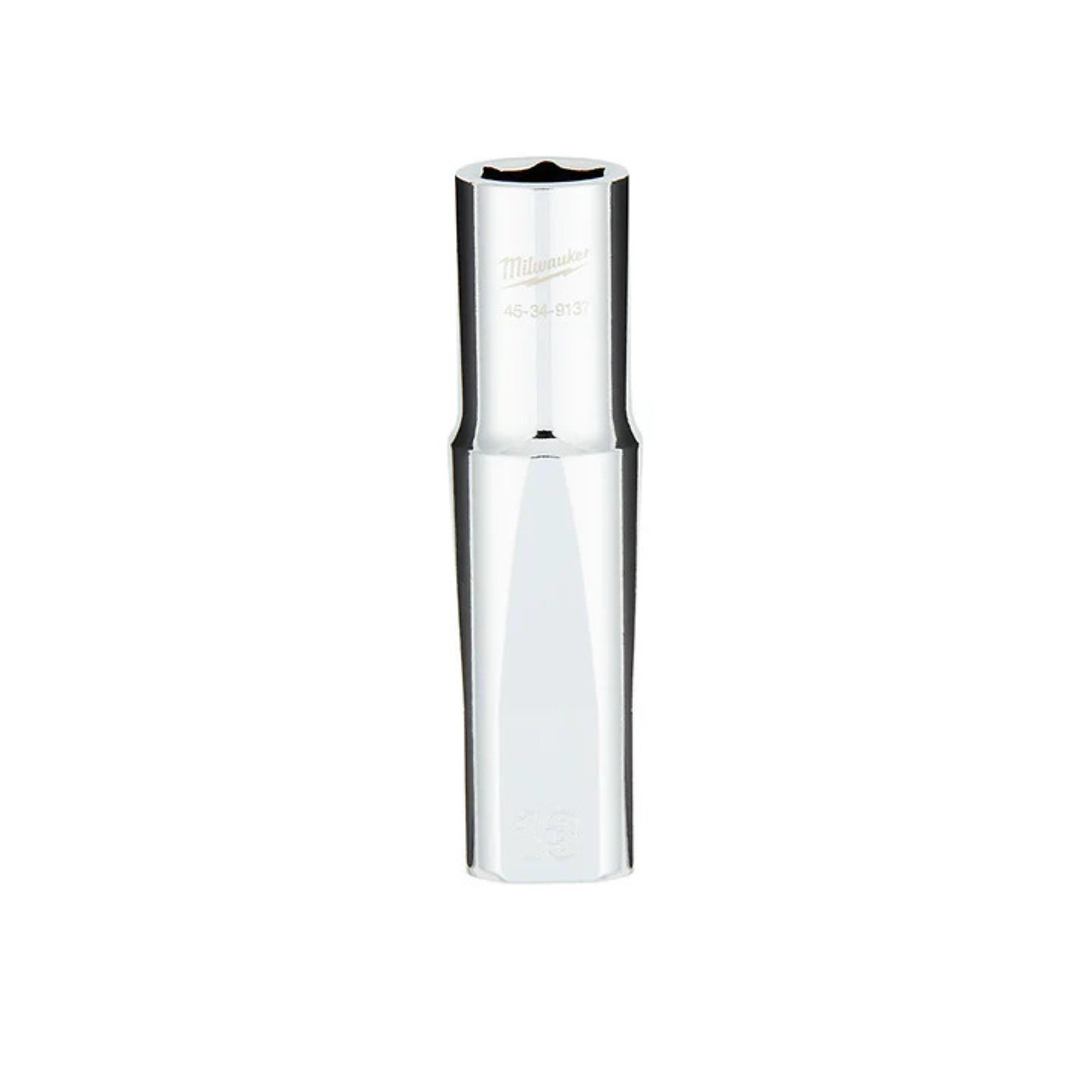 Milwaukee 1/2in. Drive Metric Deep Socket — 13mm, 6-Point, Four Flat Sides, Chrome, Model# MLW45-34-9137