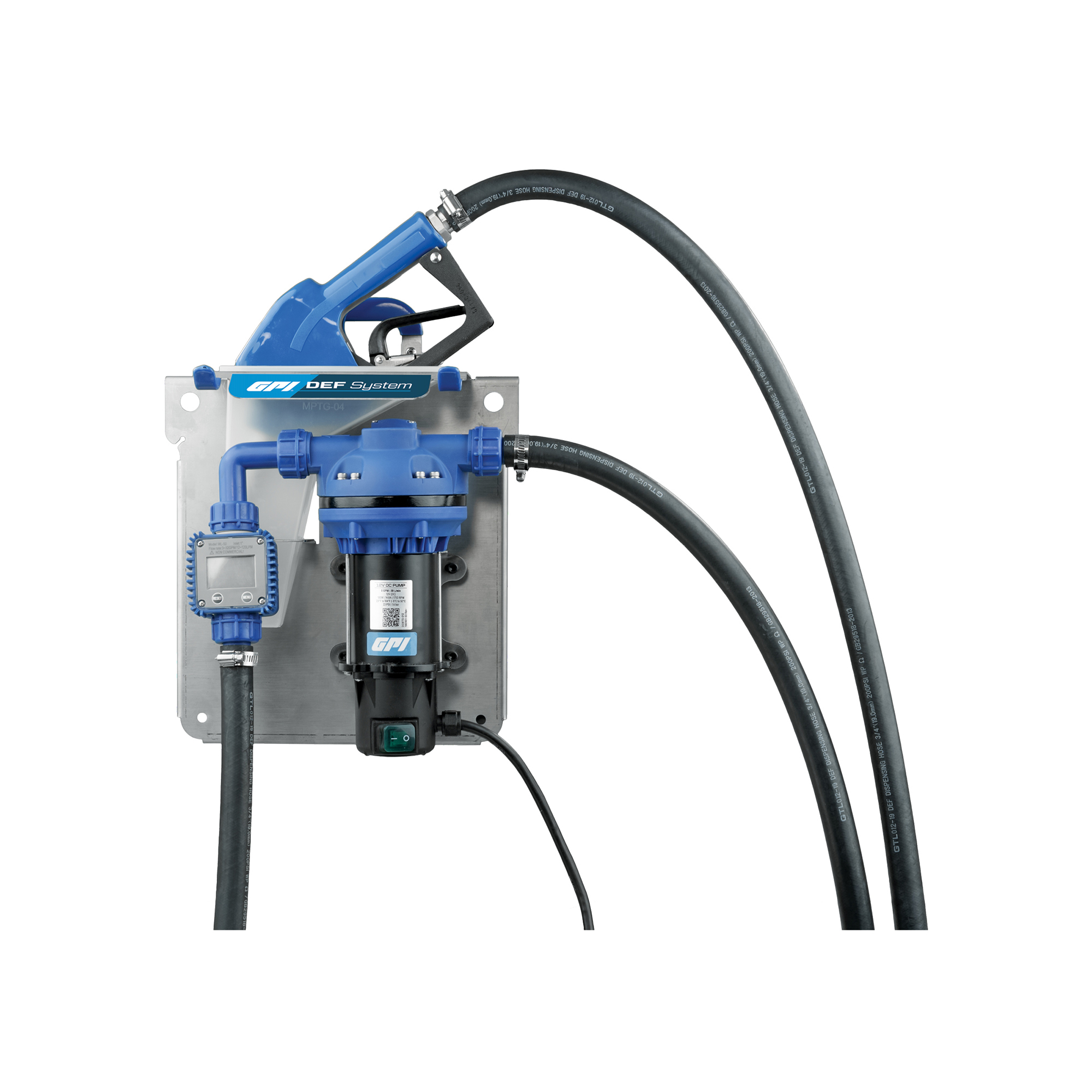 GPI DEF Transfer Pump System — 8 GPM, 12V, Stainless Steel, Model# D08TS-012DA+T32+CK