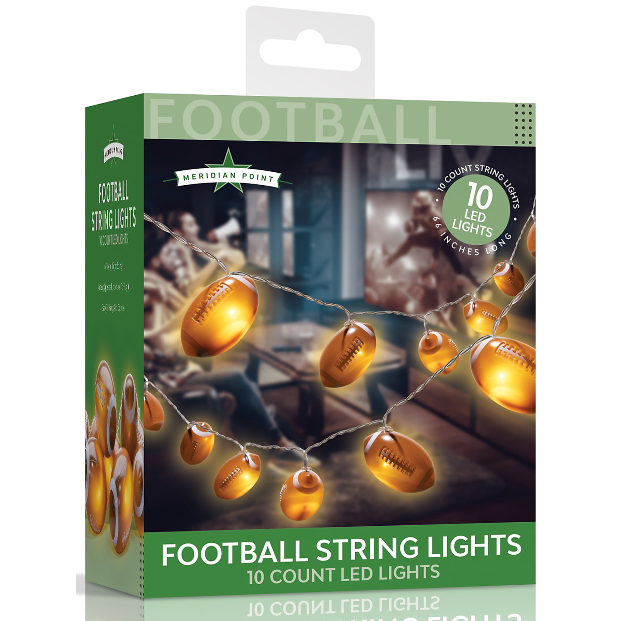 Meridian Point Battery-Operated LED Football String Lights, 10-Ct., 66in., Model# FSL-12-4986