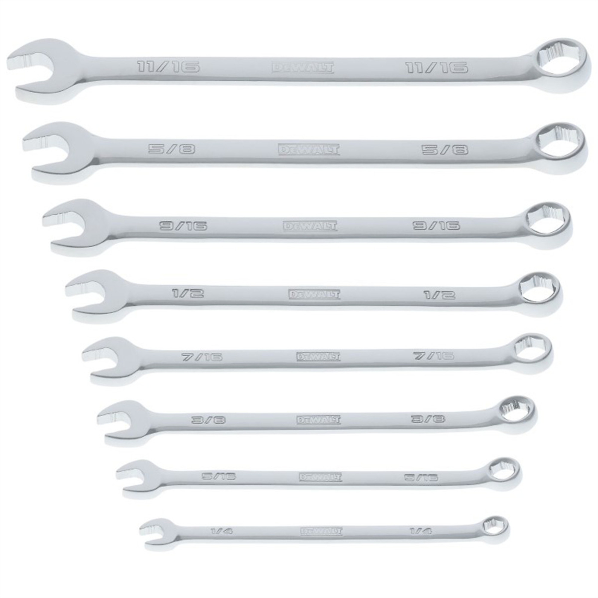 DeWalt ToughSeries SAE Combination Wrench Set — 8-Piece, Model# DWTDWMT45427