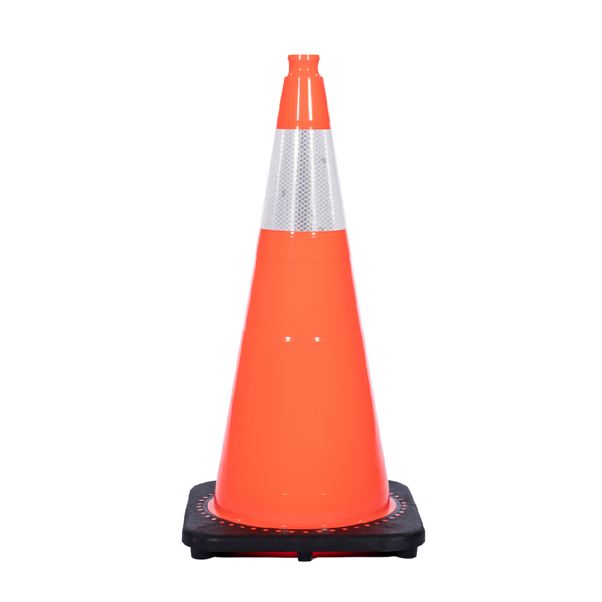 JBC REVOLUTION SERIES 28" Wide Body 7 Lb. Orange Traffic Cone With Black Base, Includes 6" Upper Reflective Collar, Model # RS70032CT+6