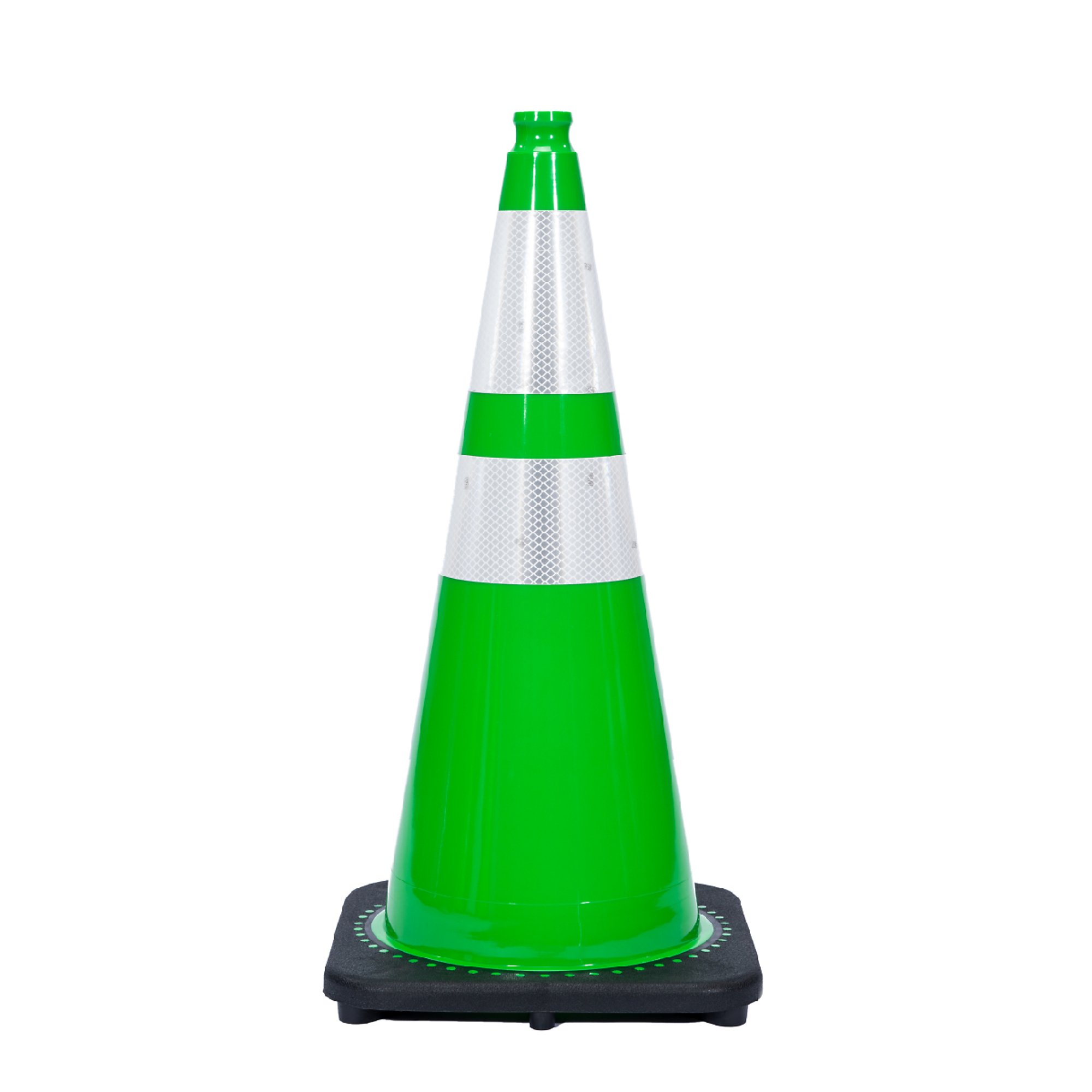 JBC Revolution Series Wide Body Traffic Cone — 28in., 7 lbs., Green, Black Base, Reflective Collars, Model# RS70032C-Green+64