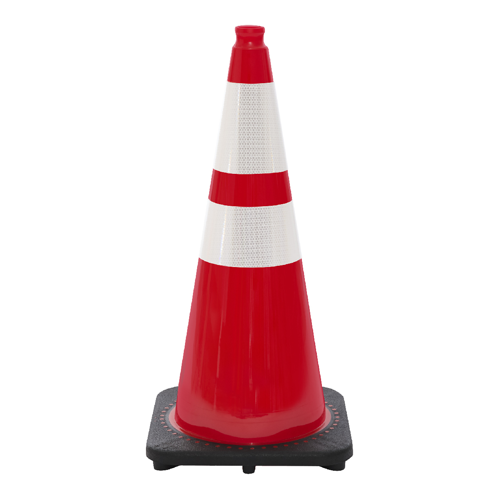 JBC Revolution Series Wide Body Traffic Cone — 28in., 7 Lbs., Red, Black Base, Reflective Collars, Model# RS70032C-Red+64